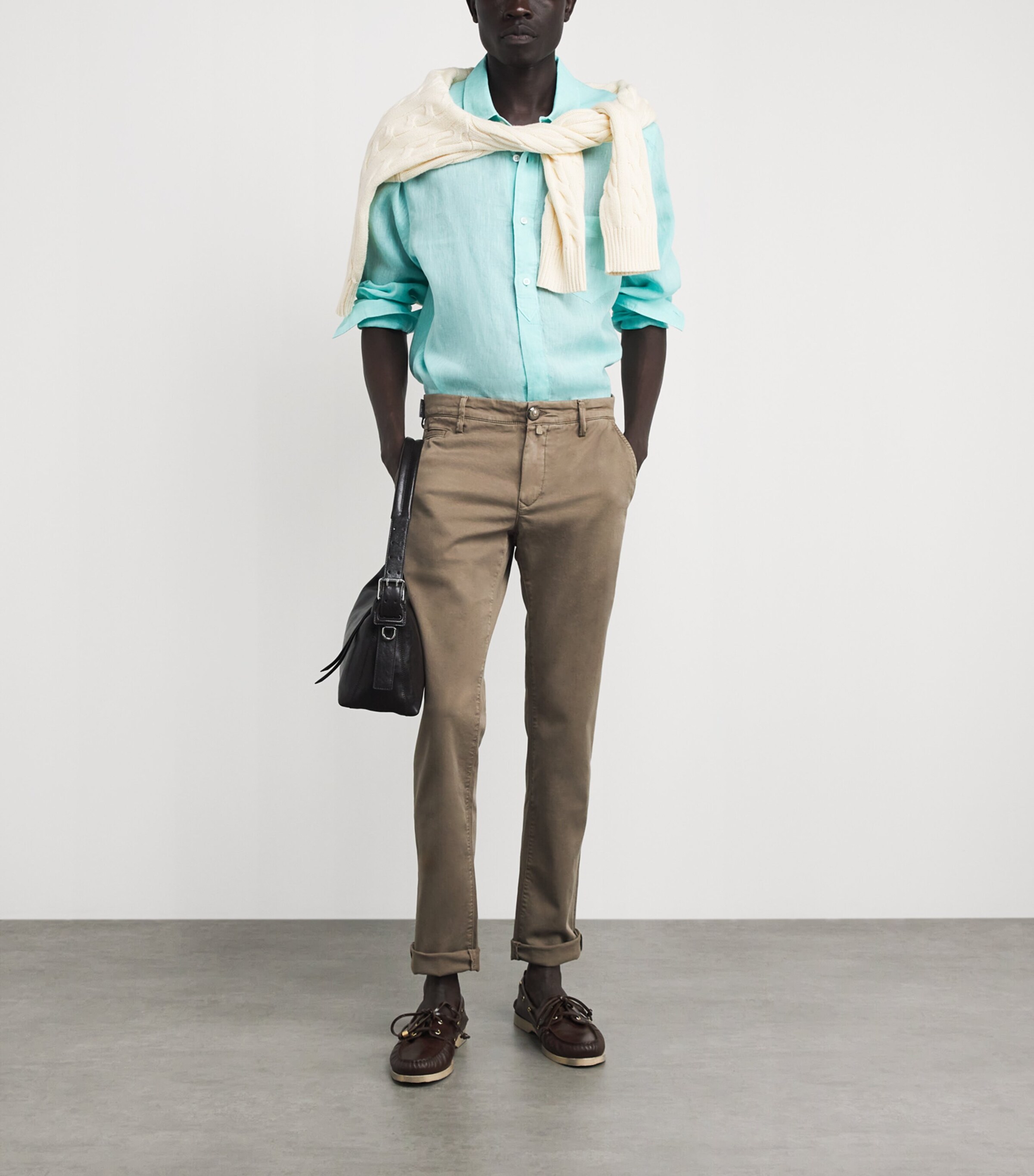 JACOB COHËN Mens Linen Long-Sleeve Shirt Turquoise Image 2