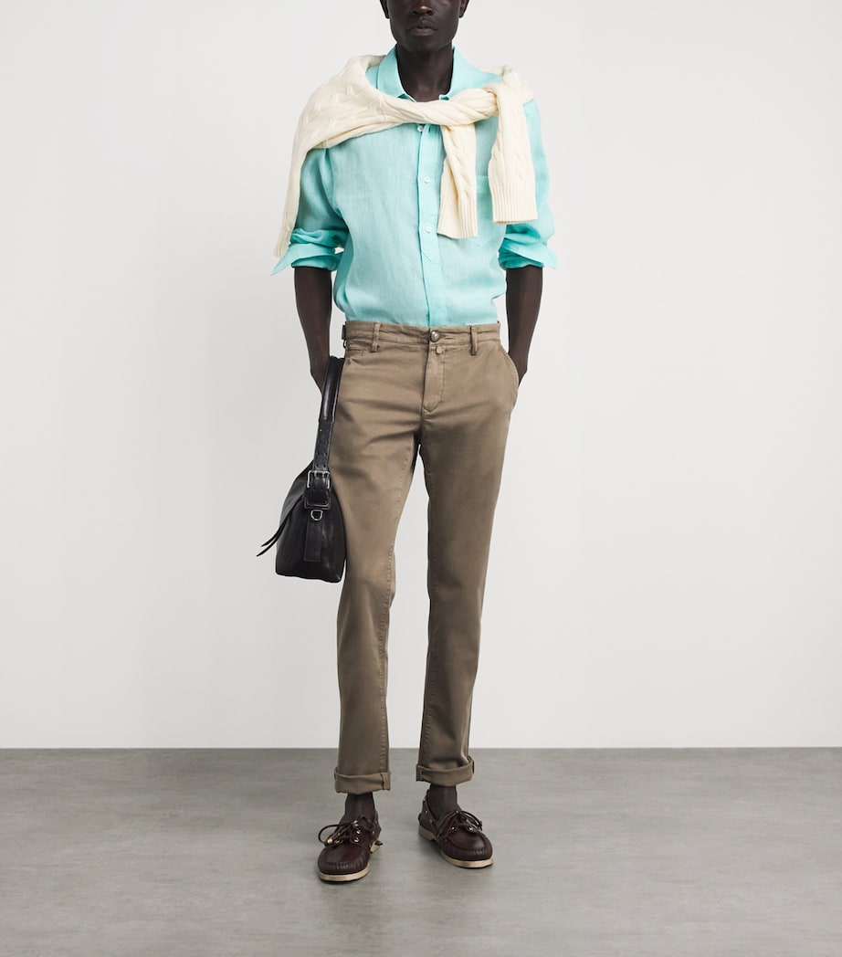 JACOB COHËN Mens Linen Long-Sleeve Shirt Turquoise Image 2