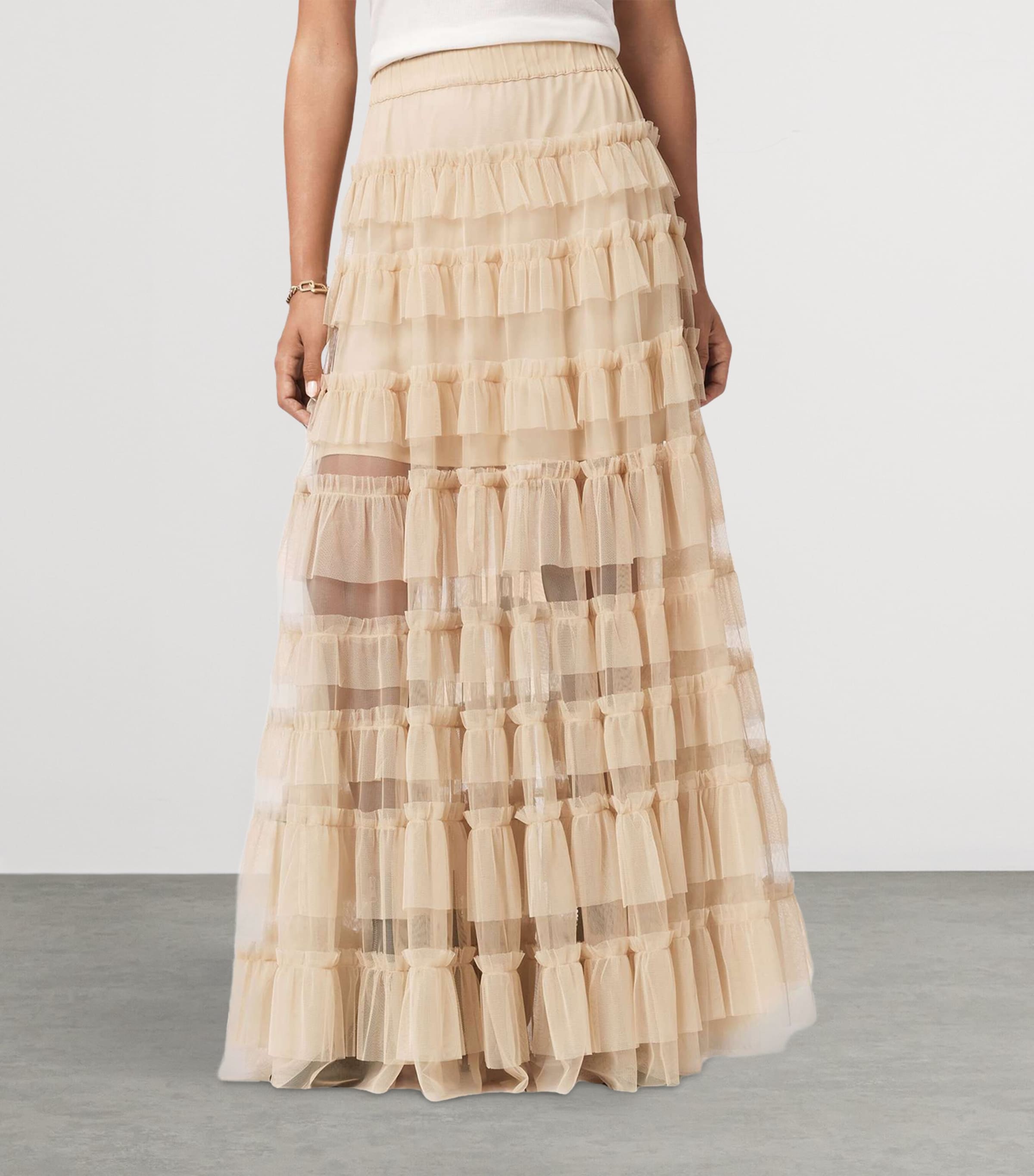 Tulle Ruffled Aude Maxi Skirt BLUSH PINK Image 6