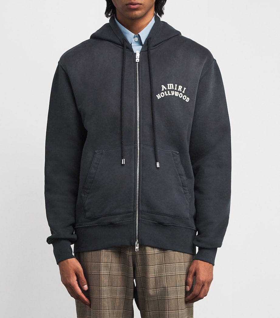 Cotton Hollywood Zip Hoodie BLACK Image 3