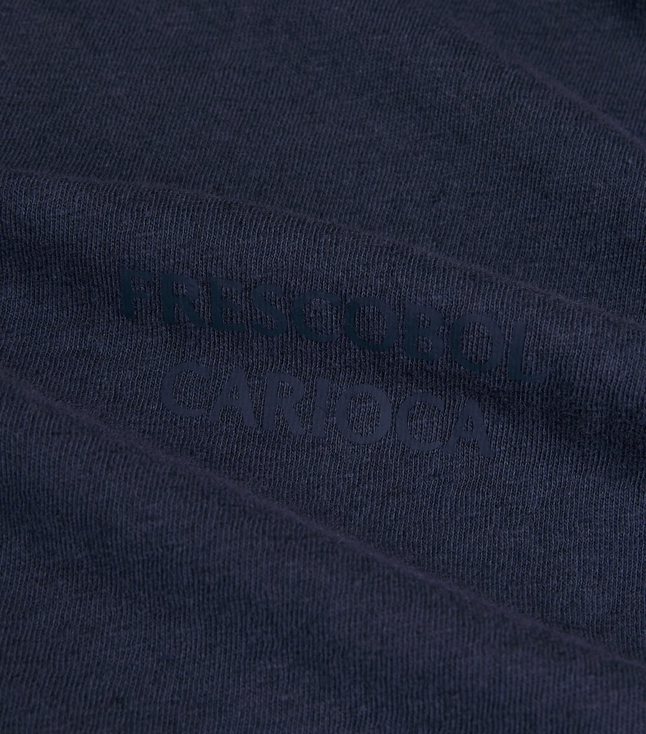 Frescobol Carioca Mens Cotton-Linen Dinis T-Shirt Midnight Blue Image 6