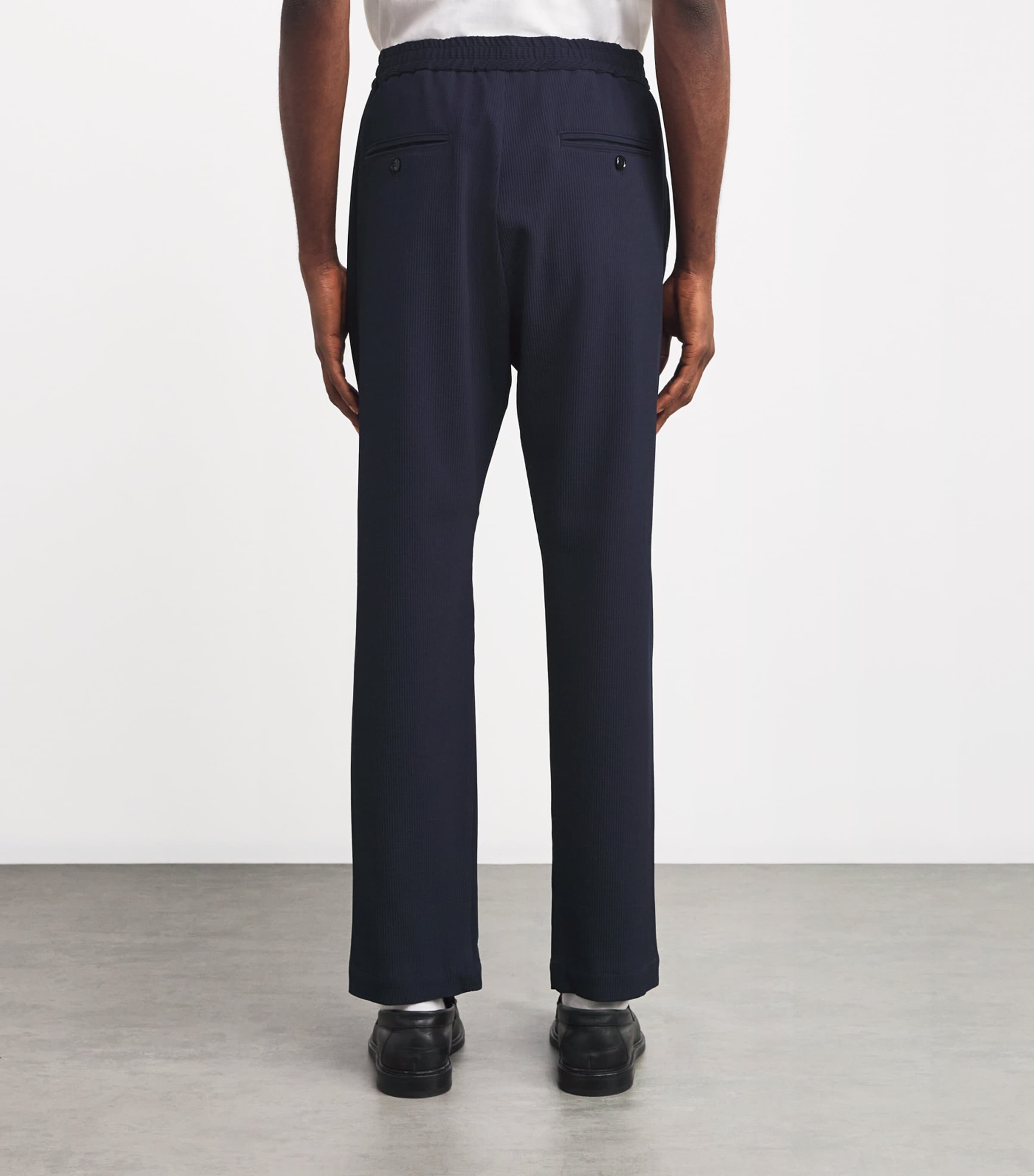 Virgin Wool-Blend Textured Trousers 170 NAVY Image 4