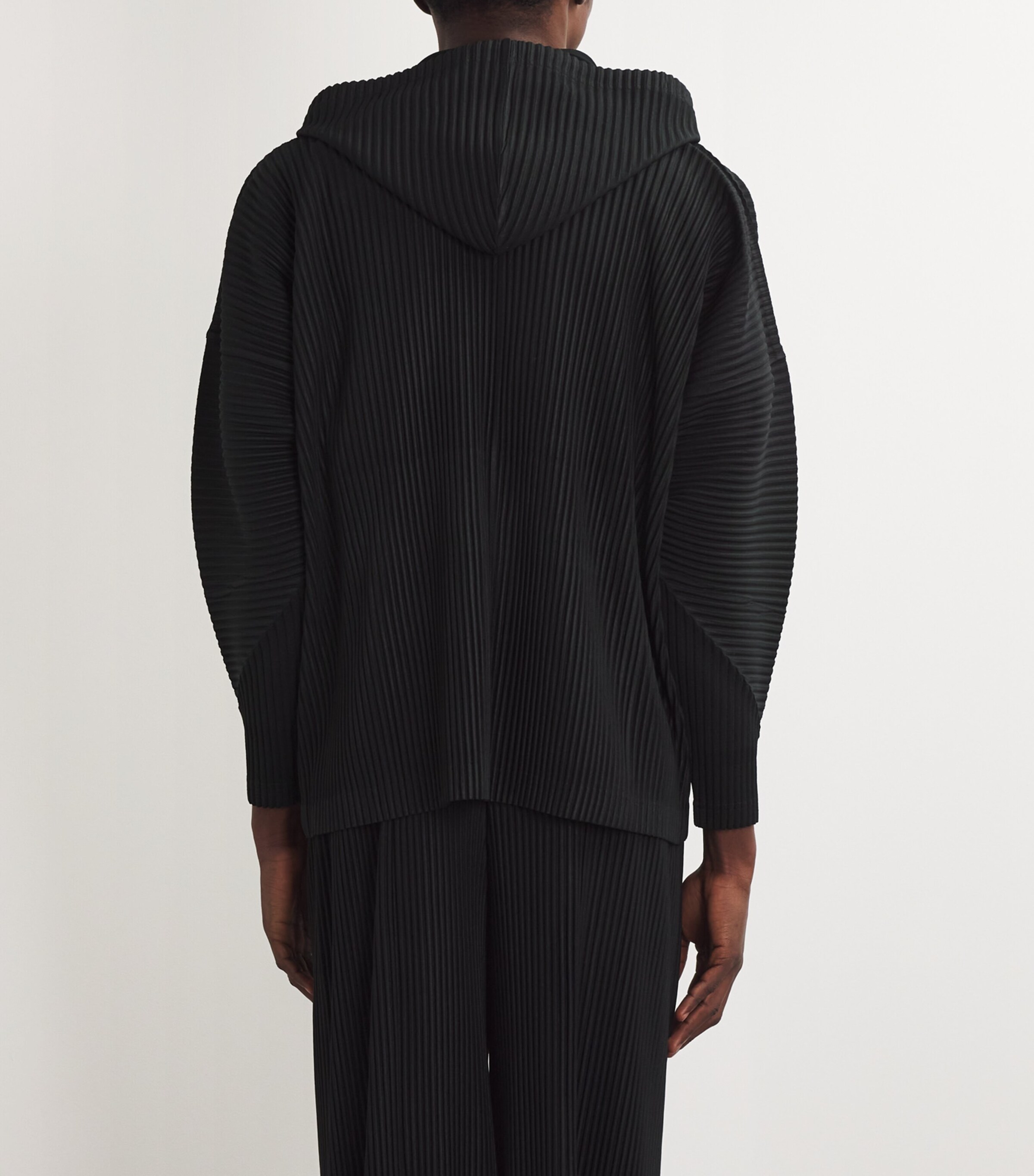 Homme Plissé Issey Miyake Mens Pleated Hoodie Black Image 4