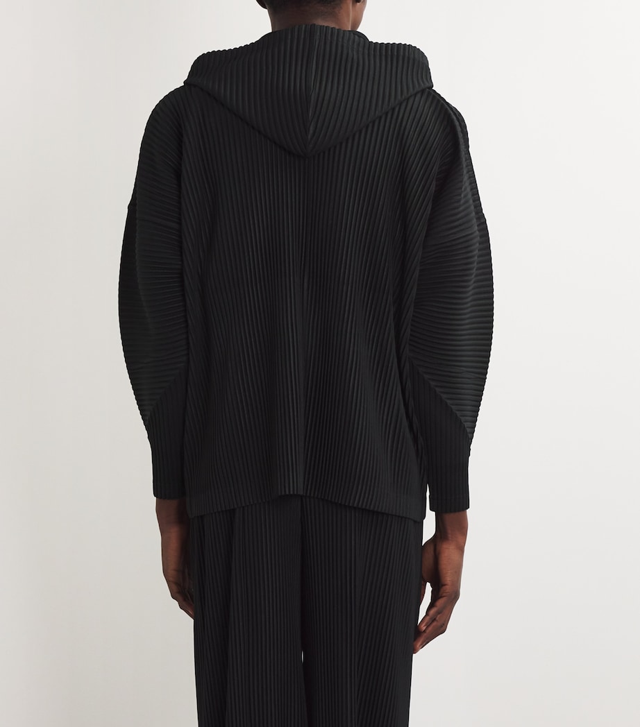 Homme Plissé Issey Miyake Mens Pleated Hoodie Black Image 4