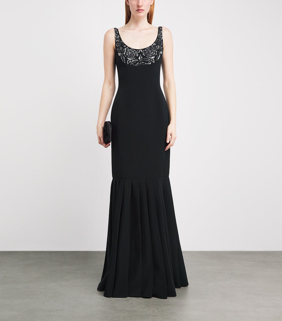 GEORGES HOBEIKA Womens Embellished Scoop-Neck Gown Black Image 2