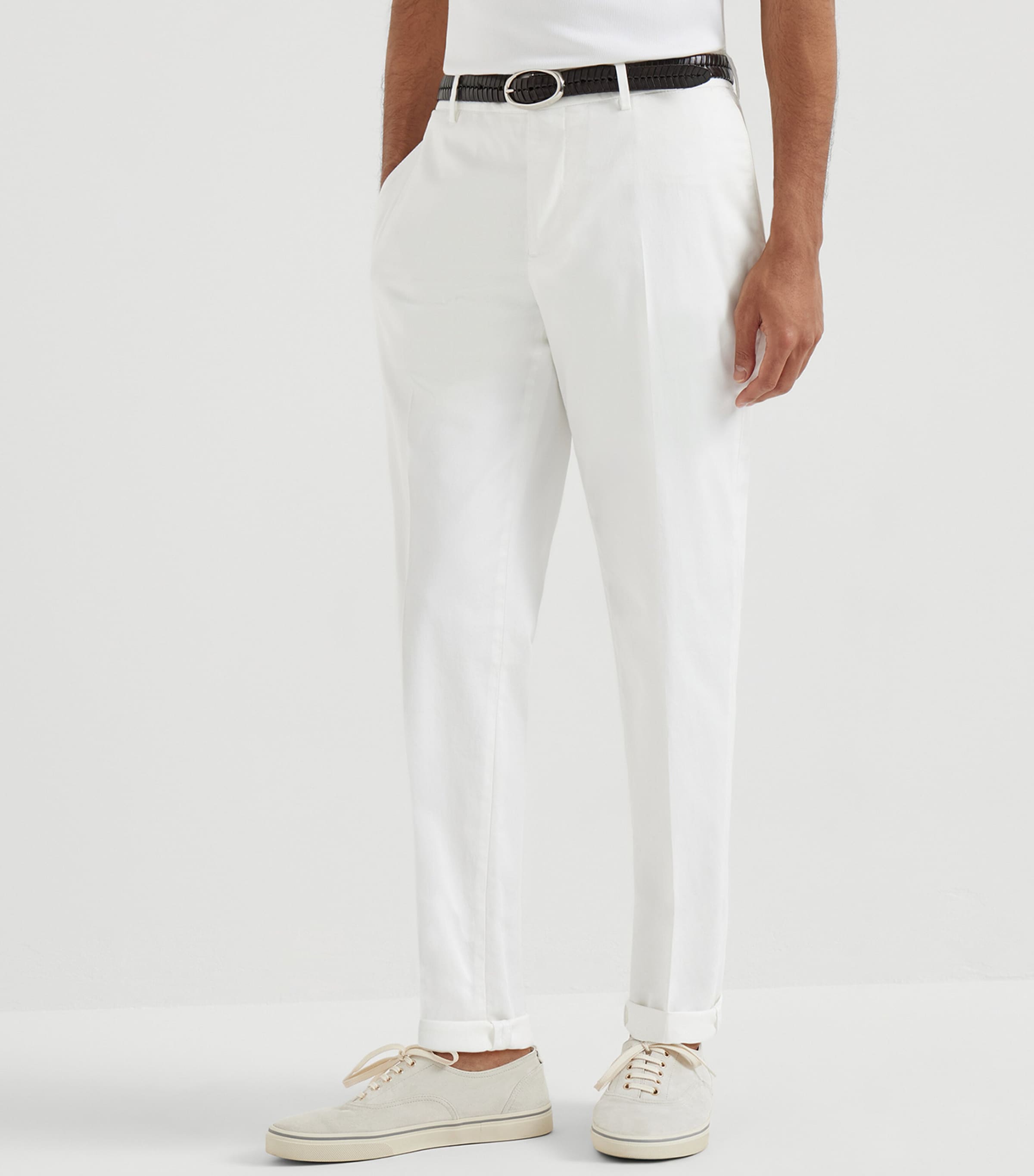 Brunello Cucinelli Mens Garment-Dyed Cotton Gabardine Trousers Image 3