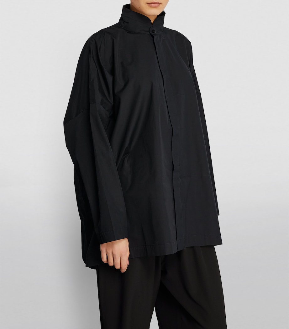Cotton Wide Double Stand-Collar Shirt BLACK Image 3