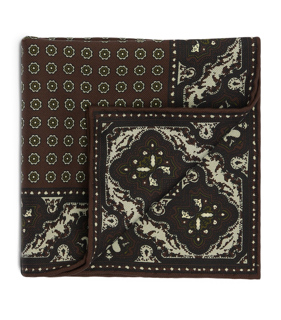 Dunhill Mulberry Silk Paisley Pocket Square Brown Image 1