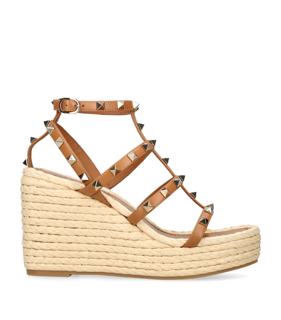 Leather Rockstud Wedge Sandals 95 BROWN/OTH Image 1