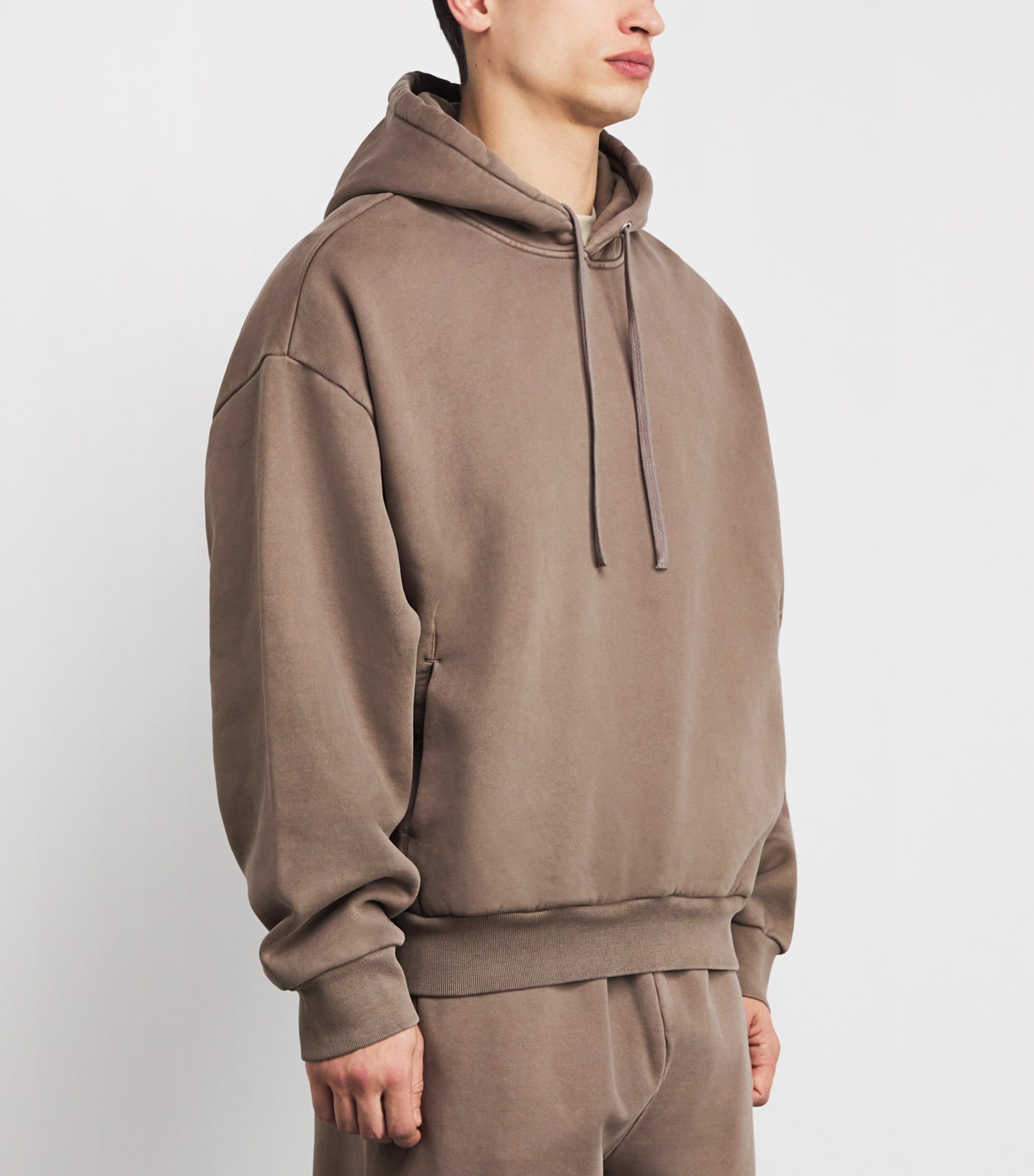 Cotton Fleece Relaxed Hoodie TRUFFLE Image 3