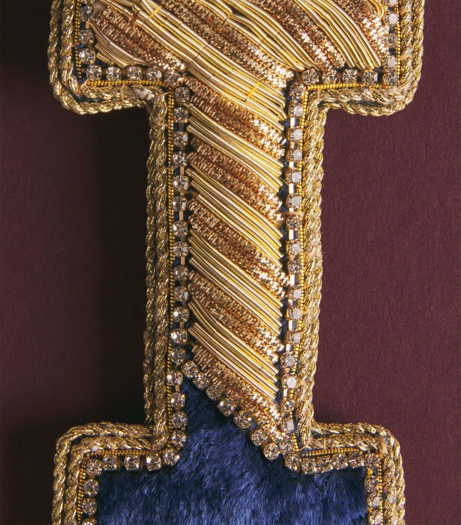 Tinker Tailor Velvet Crystal Letter I Tree Decoration Navy, Gold & Wine Image 2