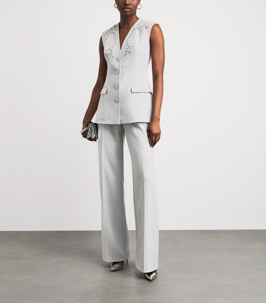 Huishan Zhang Womens Crepe Lucian Tailored Trousers Grey Image 2