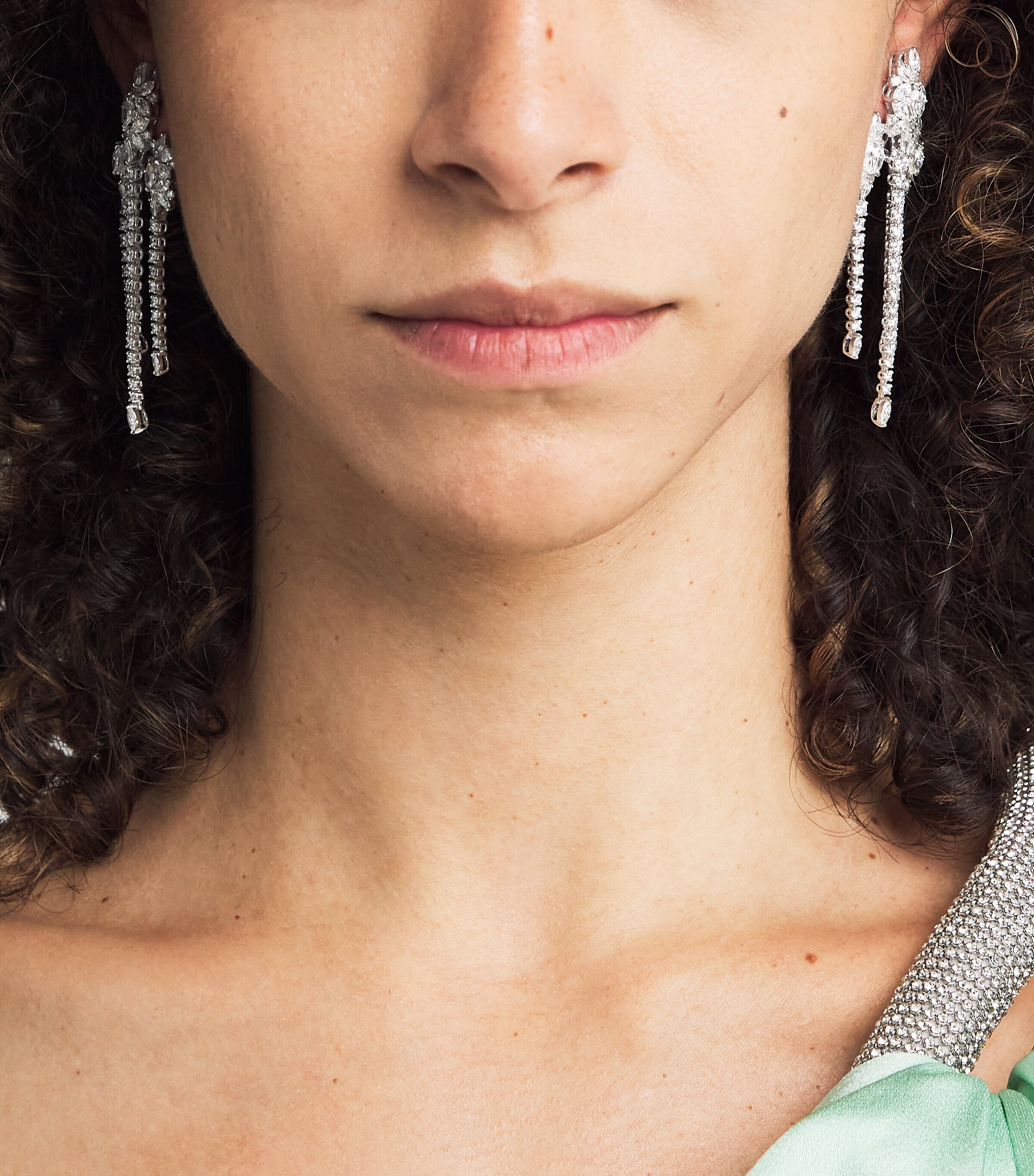 White Gold and Diamond Y-Couture State Drop Earrings WHITE GOLD Image 2