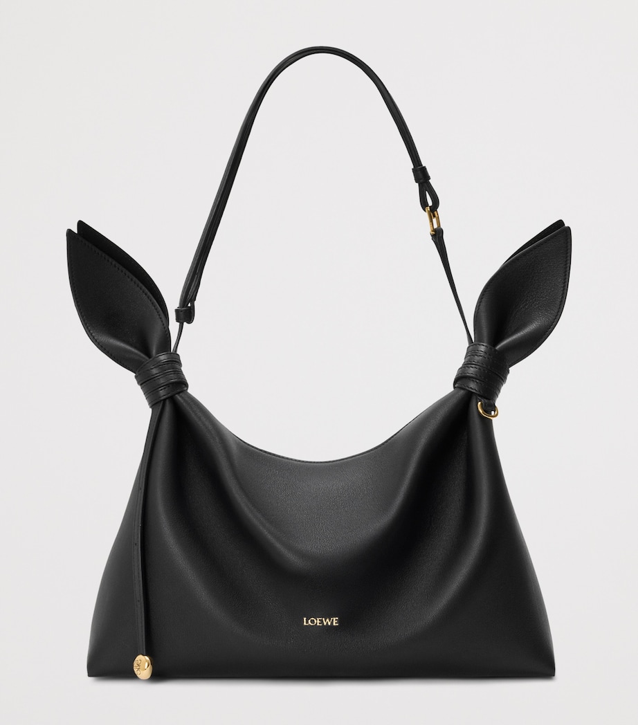LOEWE Medium Leather Scarf Shoulder Bag Black Image 6