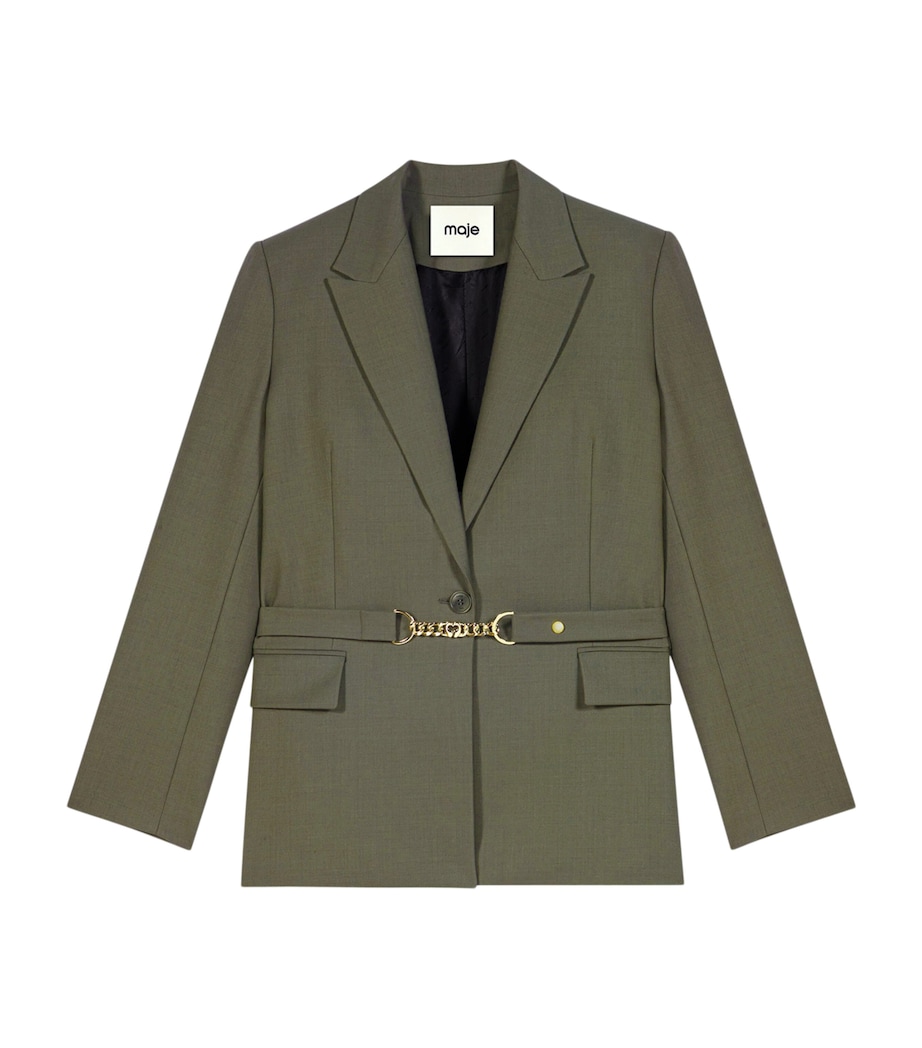 Maje Womens Wool-Blend Blazer Khaki Image 1