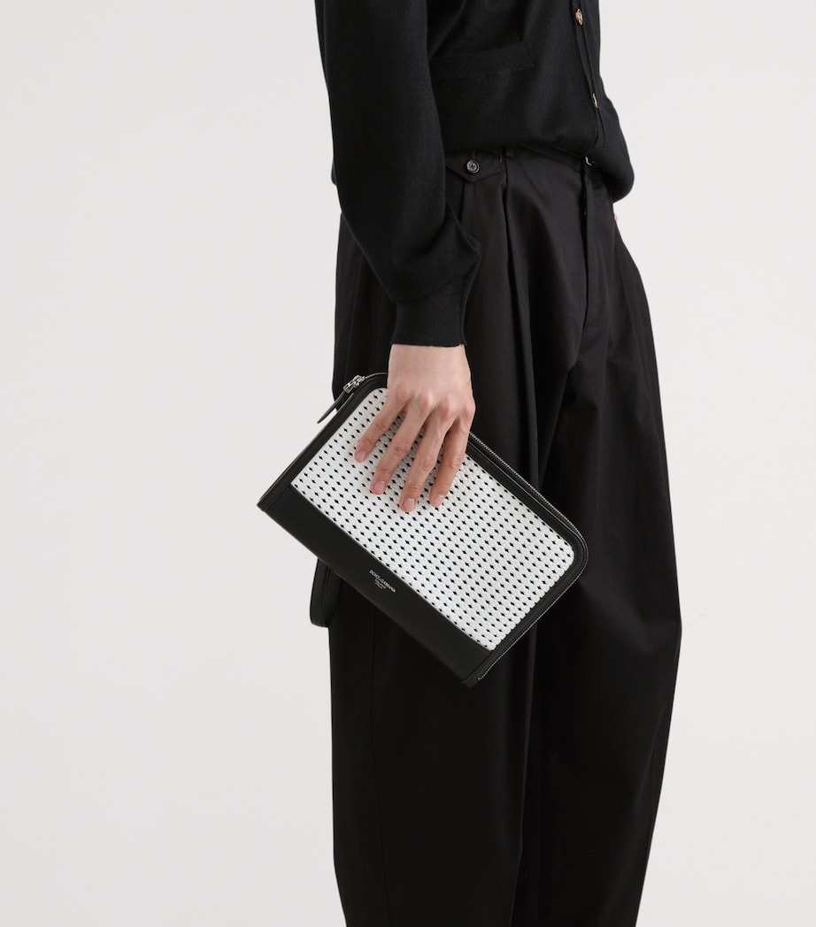 Dolce&Gabbana Plongé Calfskin Atene Pouch Black/white Image 2