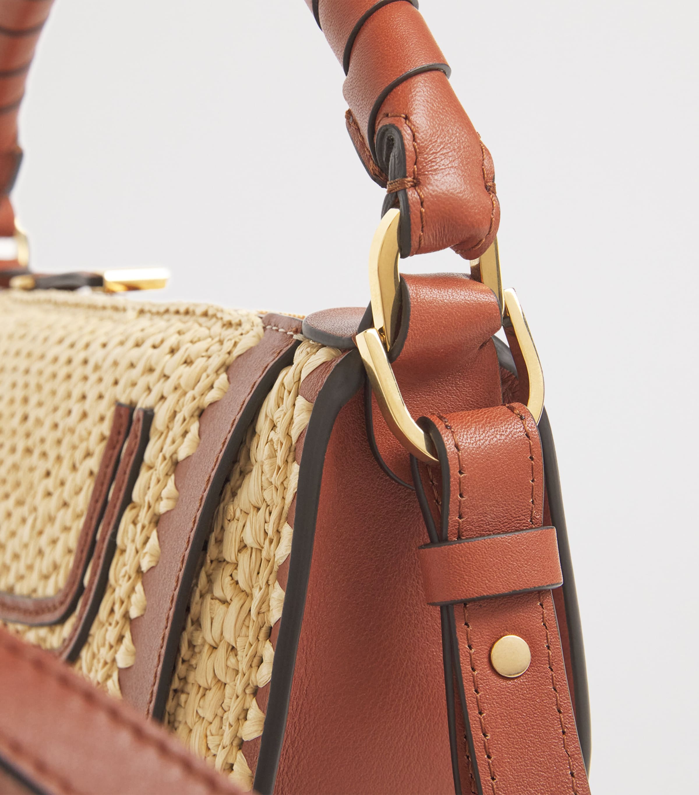 Chloé Mini Raffia-Effect Marcie Shoulder Bag Clay Brown Image 4
