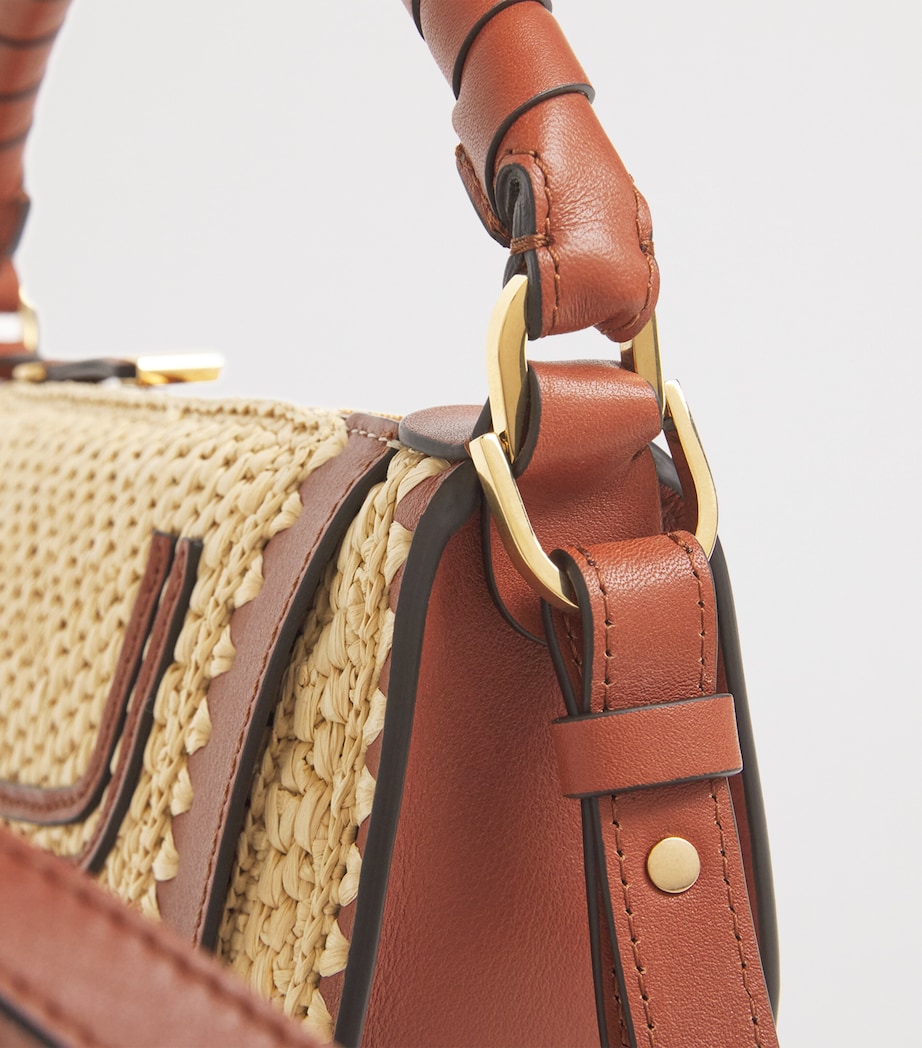 Chloé Mini Raffia-Effect Marcie Shoulder Bag Clay Brown Image 4