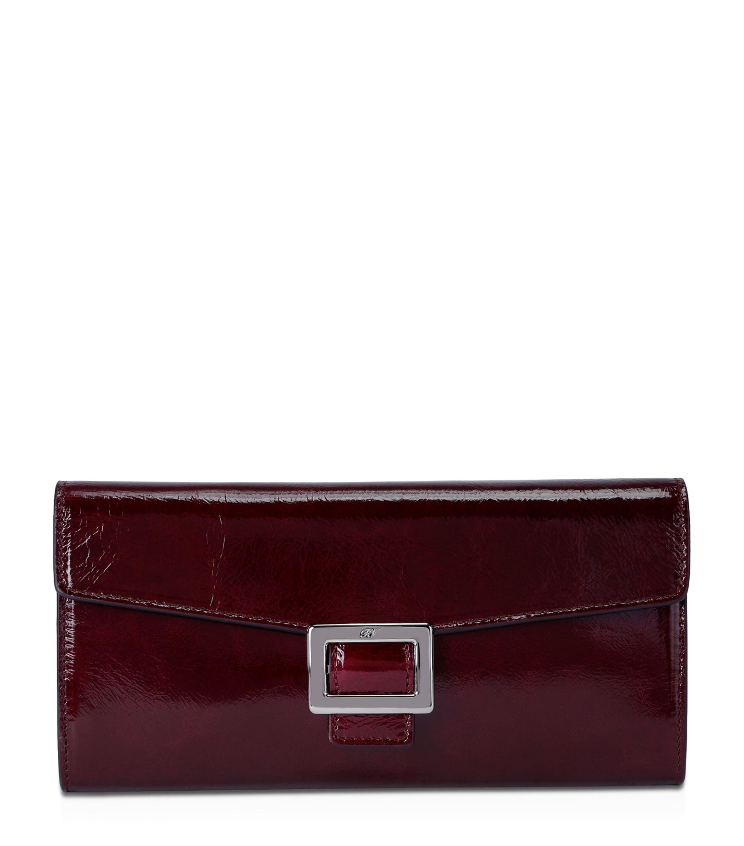 Roger Vivier Patent Leather Belle Vivier Wallet On Chain In Purple