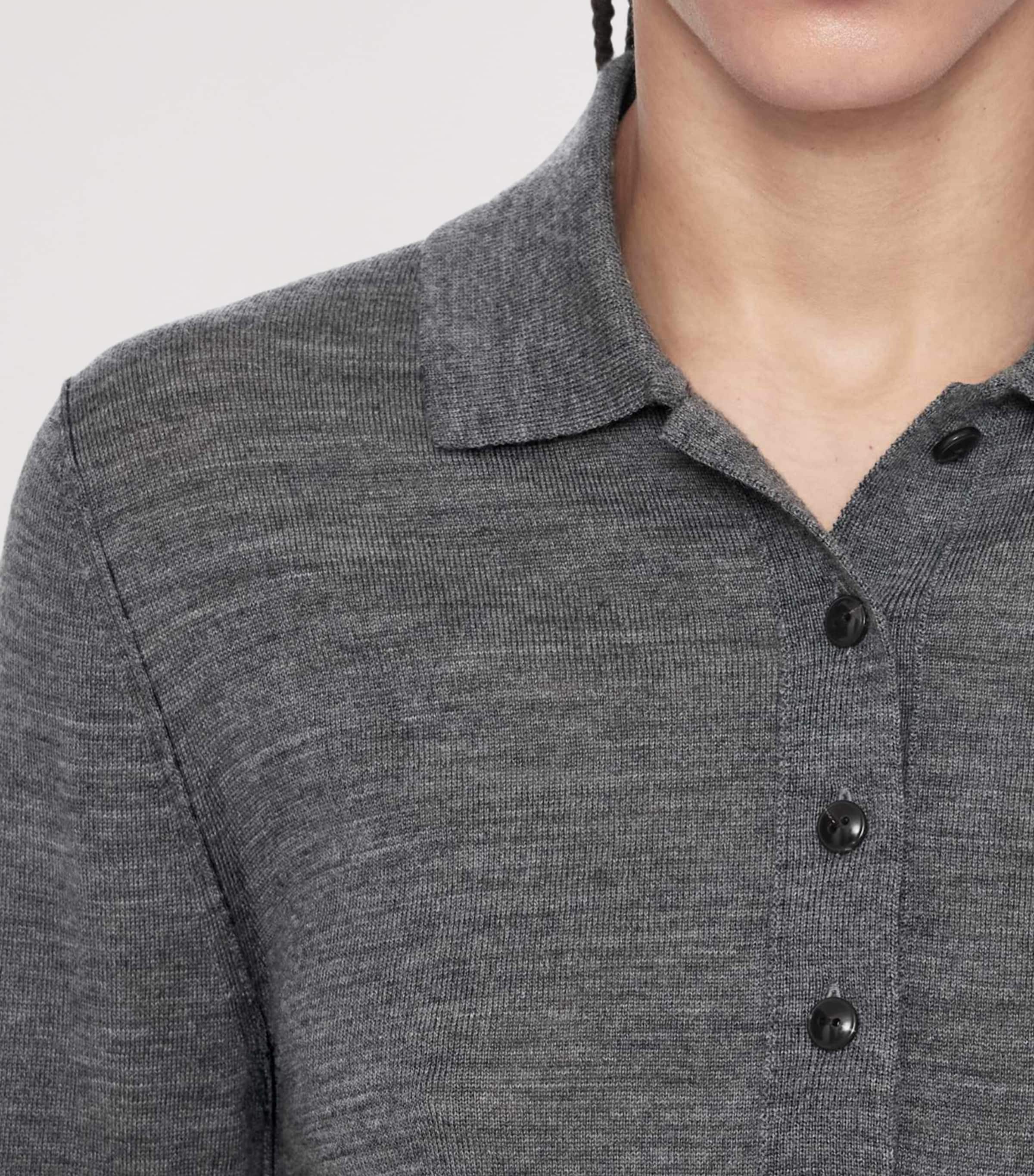 AllSaints Womens Merino Wool Martel Polo Sweater Grey Marl Image 4