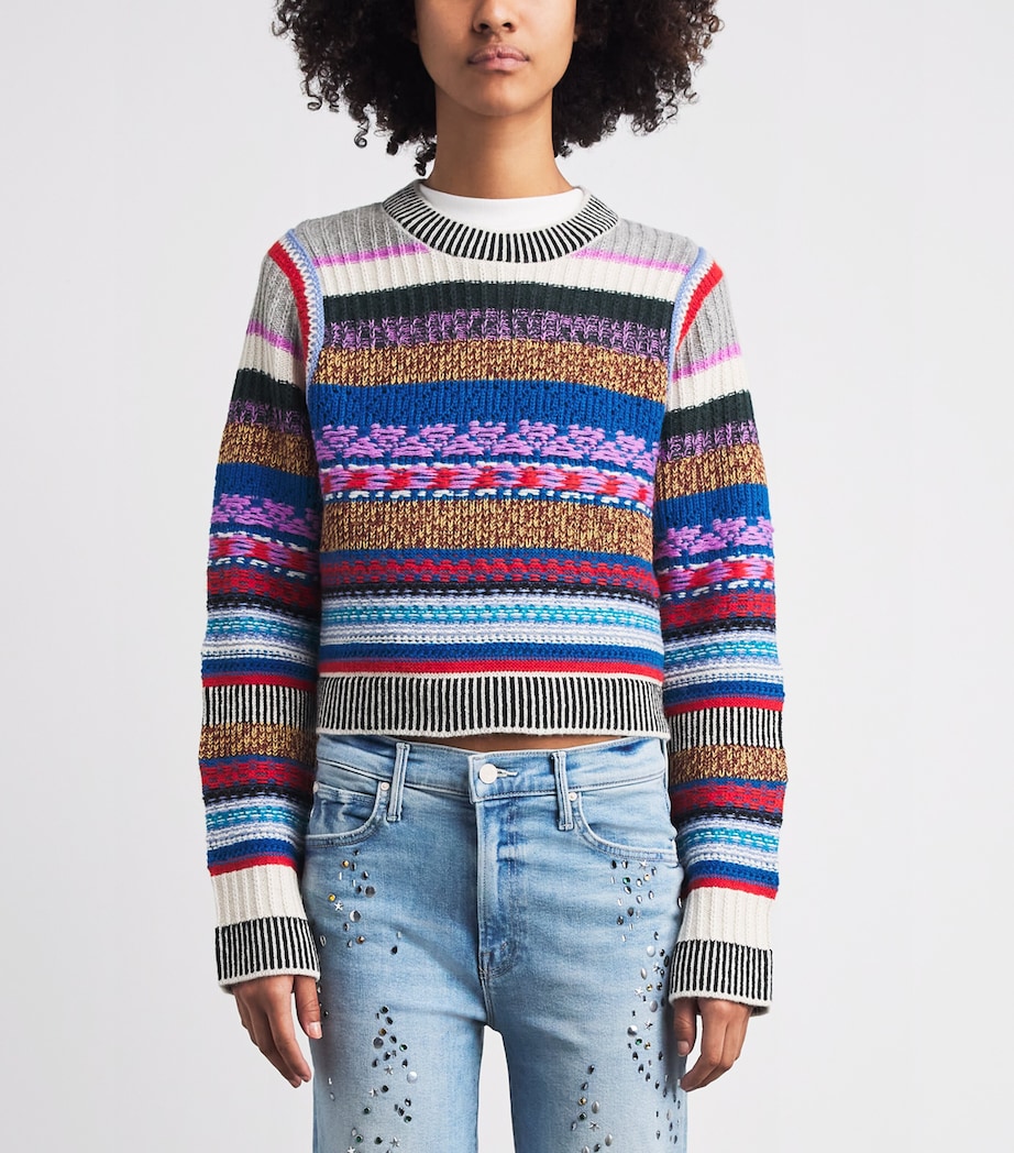 MOTHER Womens Alpaca-Wool The Extra Crop Sweater Multi Stripe Image 4