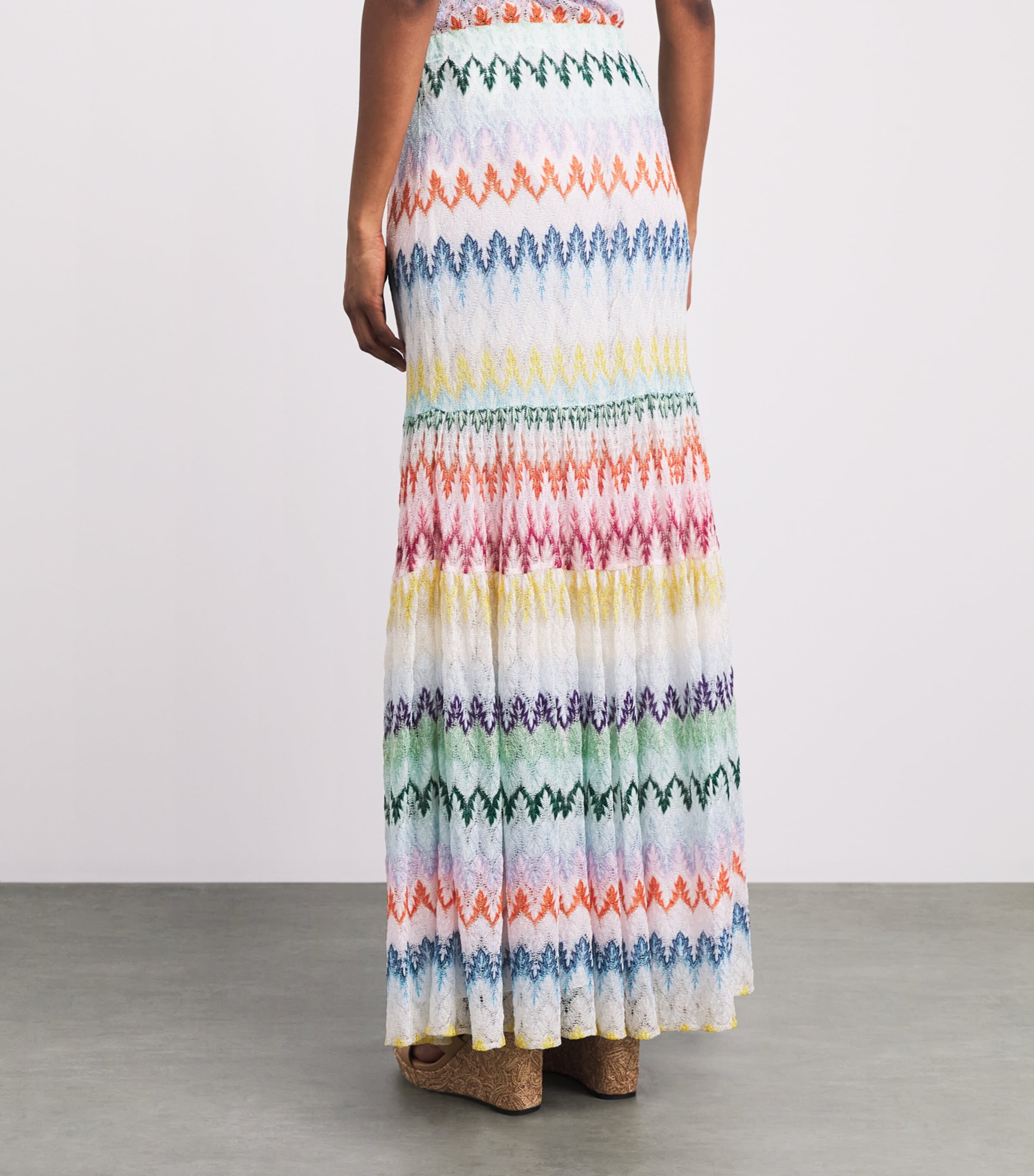 Missoni Womens Metallic Zigzag Maxi Skirt Mlti/white Bse Image 5