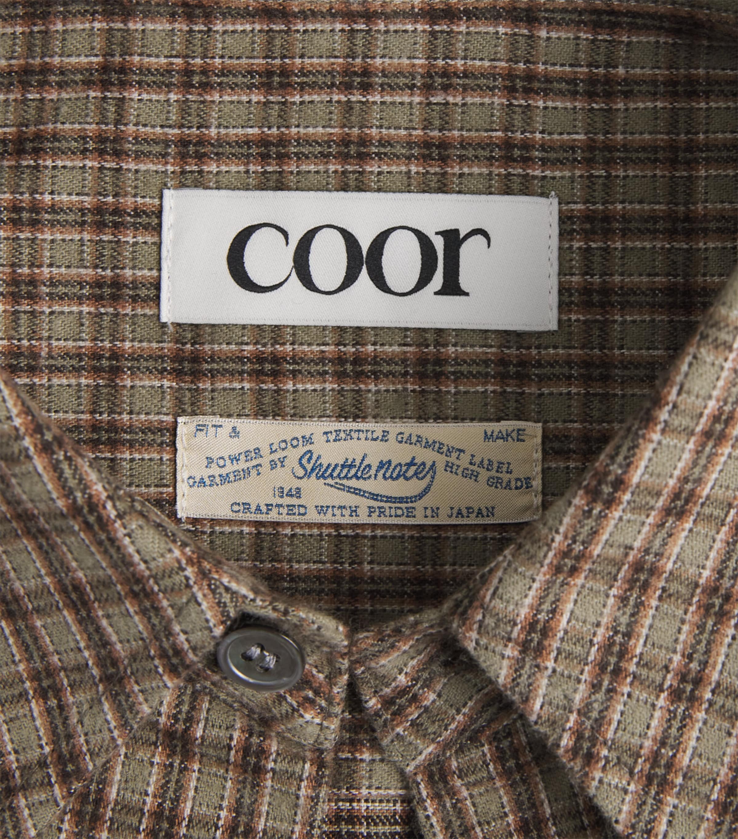 Coor Mens Check Shirt Sand Green Image 2