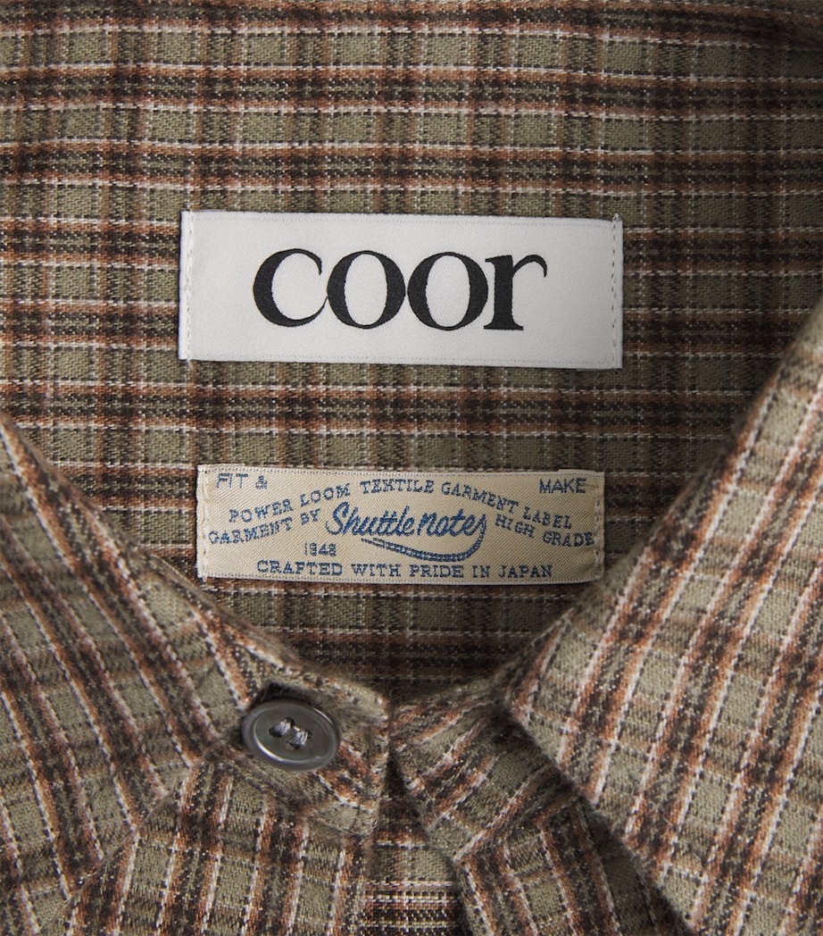 Coor Mens Check Shirt Sand Green Image 2
