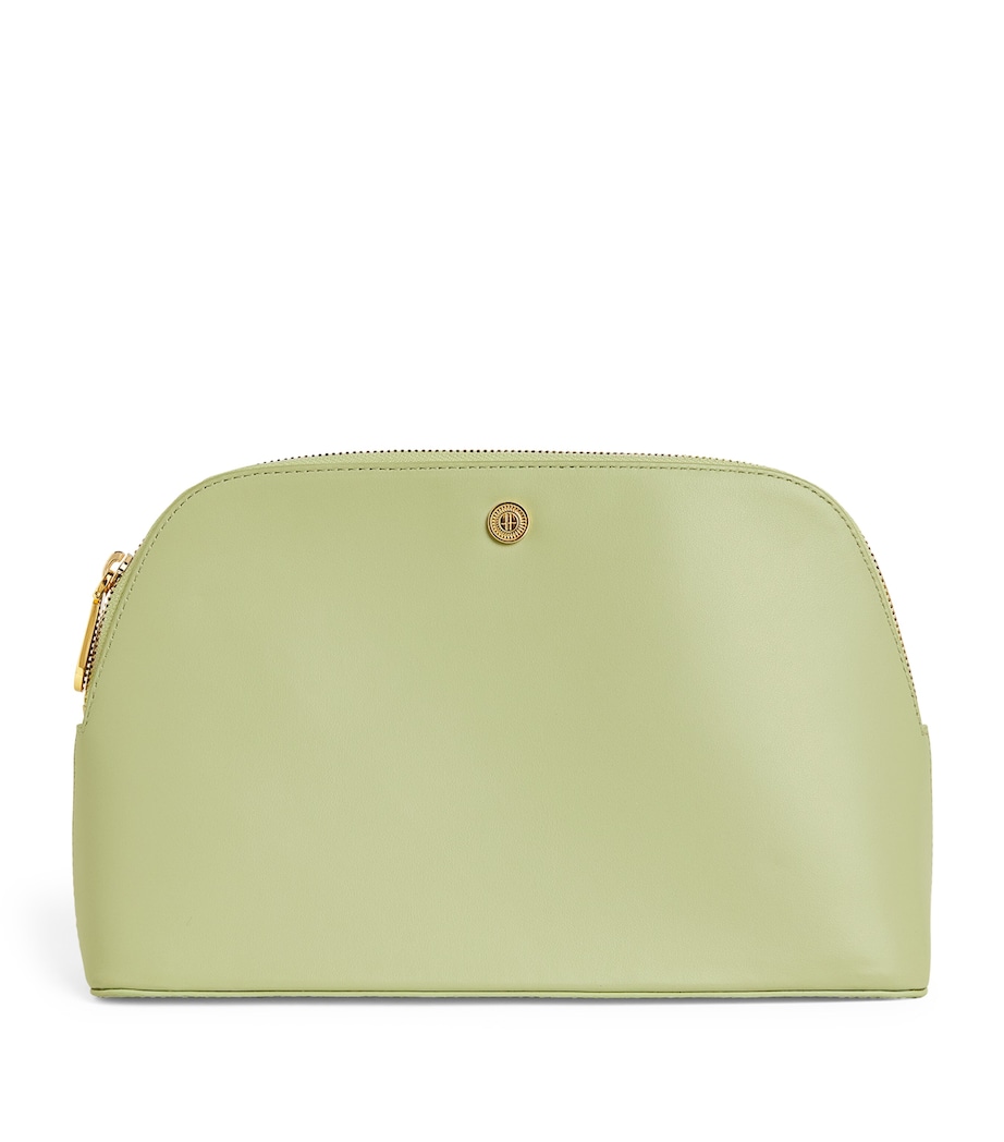 Harrods Large Leather Cosmetics Bag Green Image 1