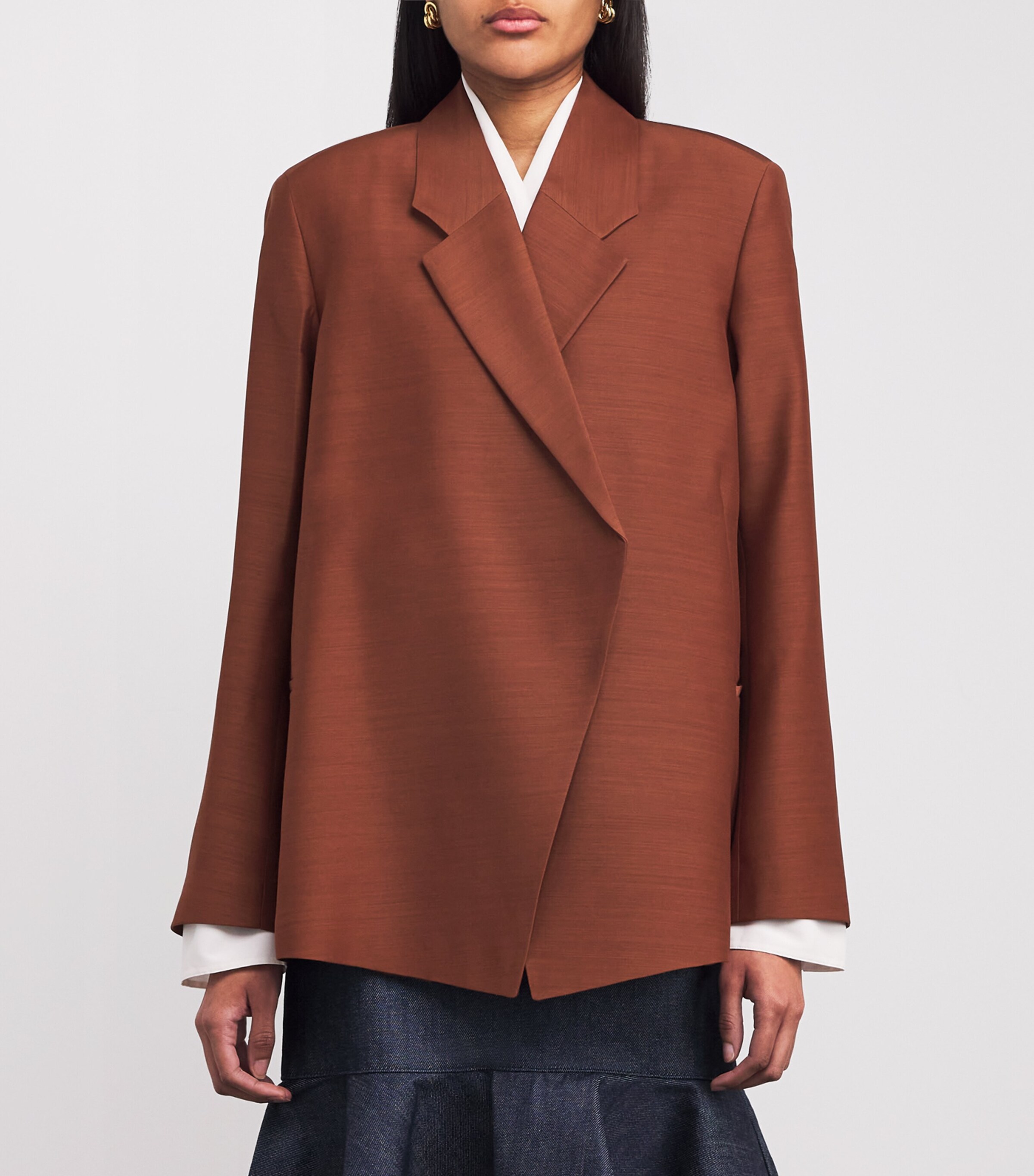 Organic Wool-Silk Polus Blazer 1026 RUST Image 3