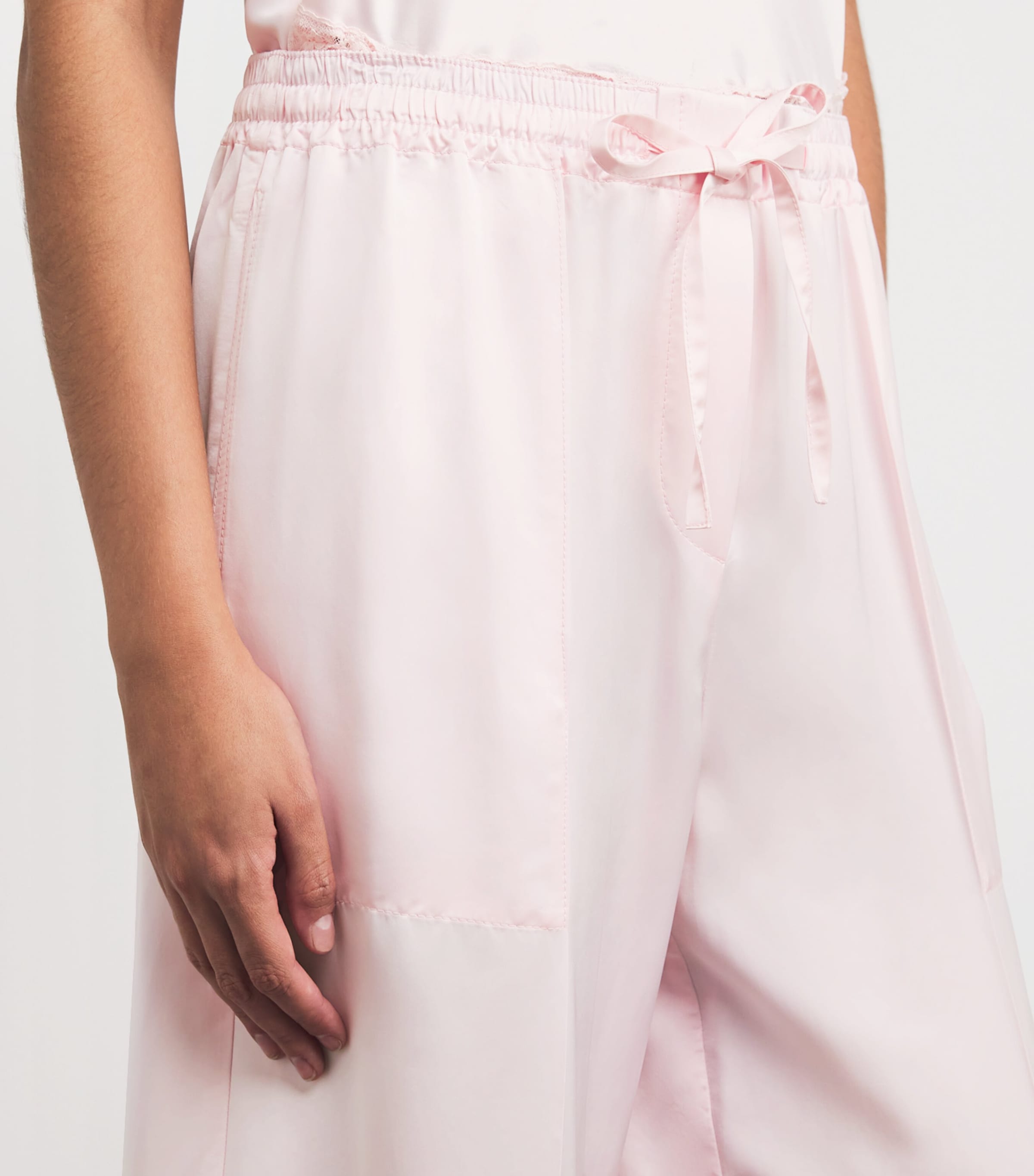 Sandro Paris Womens Satin Wide-Leg Trousers Light Pink Image 3