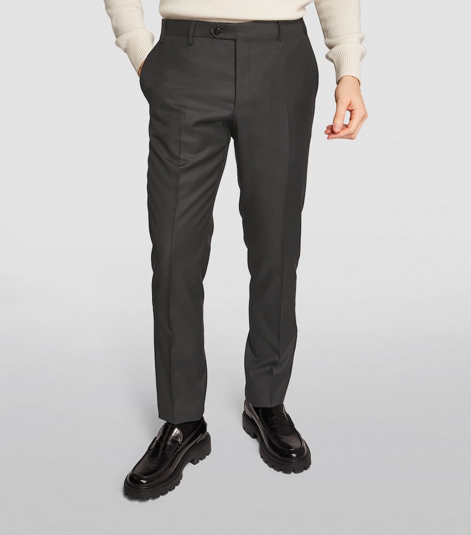 Virgin Wool Slim Tailored Trousers GREY-013 Image 3