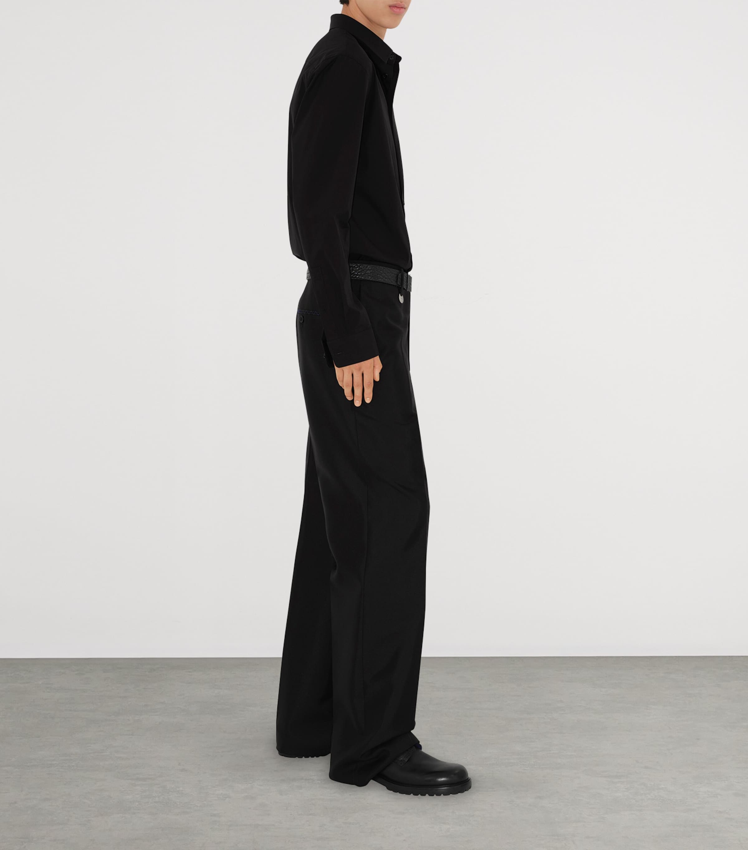 Cotton EKD-Embroidered Slim Shirt BLACK Image 3