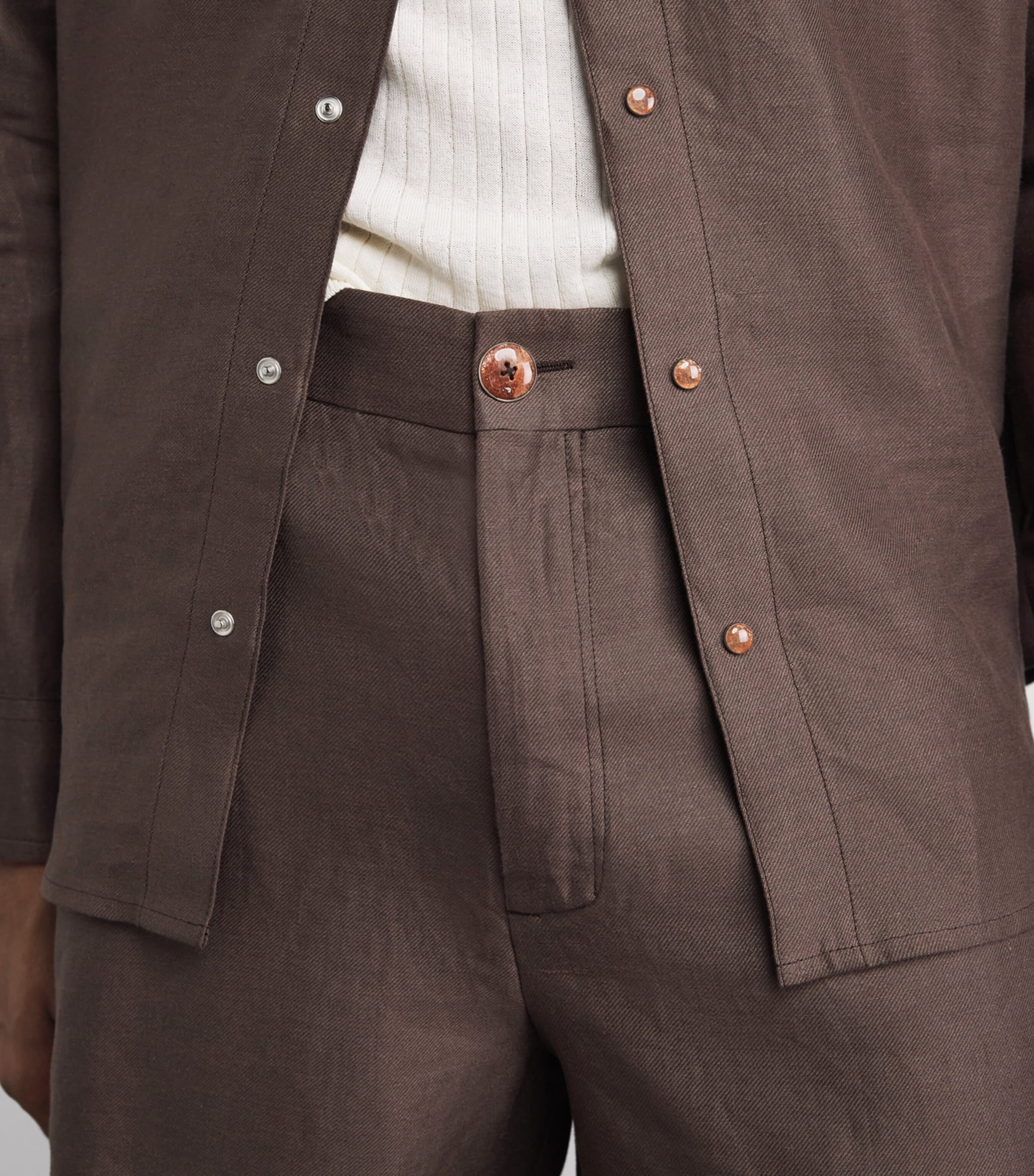 GOD'S TRUE CASHMERE Mens Linen Cocoa Shorts Orange Sunstone Image 3