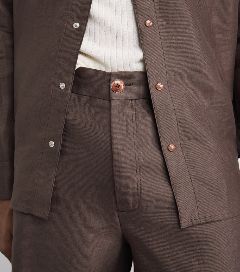 GOD'S TRUE CASHMERE Mens Linen Cocoa Shorts Orange Sunstone Image 3