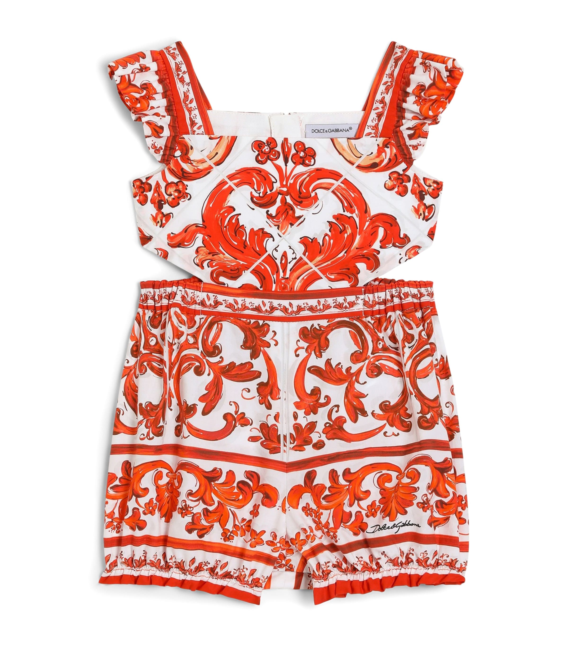 Dolce&Gabbana Kids Cotton Majolica Print Playsuit (3-30 Months) Mix Maiolica L Image 1