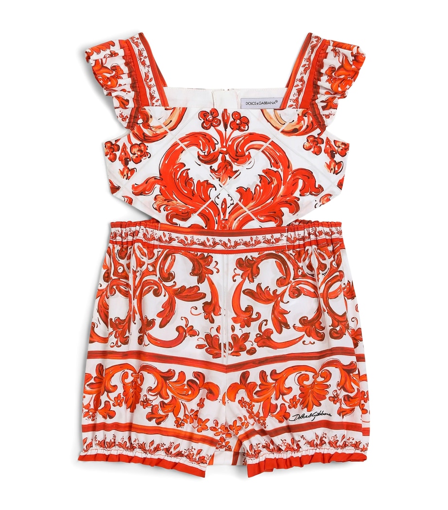 Dolce&Gabbana Kids Cotton Majolica Print Playsuit (3-30 Months) Mix Maiolica L Image 1