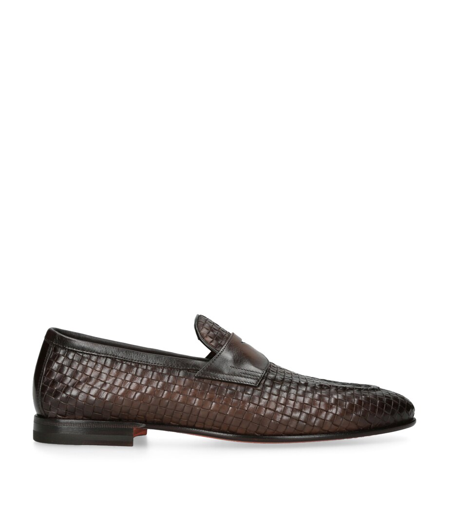 Santoni Leather Owven Carlos Penny Loafers Dark Brown Image 1