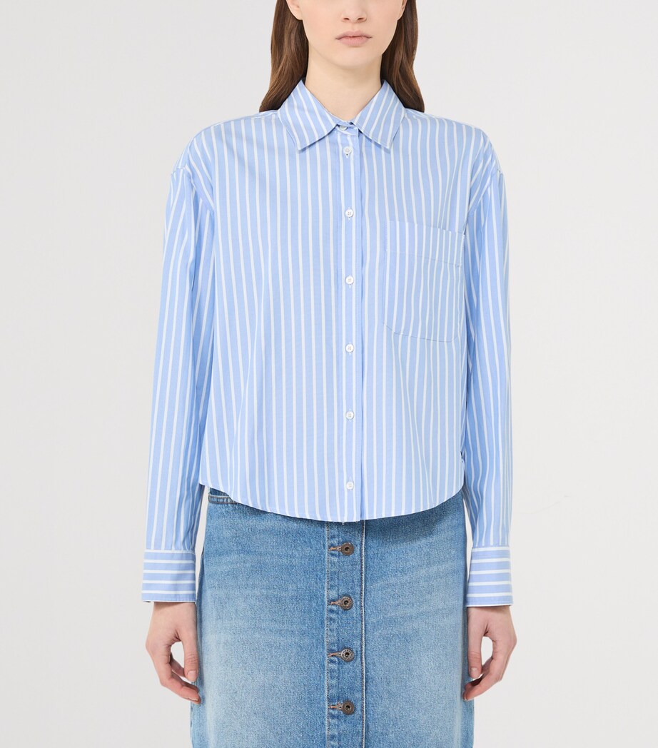 Weekend Max Mara Womens Cotton Striped Oxford Shirt Light Blue Image 2