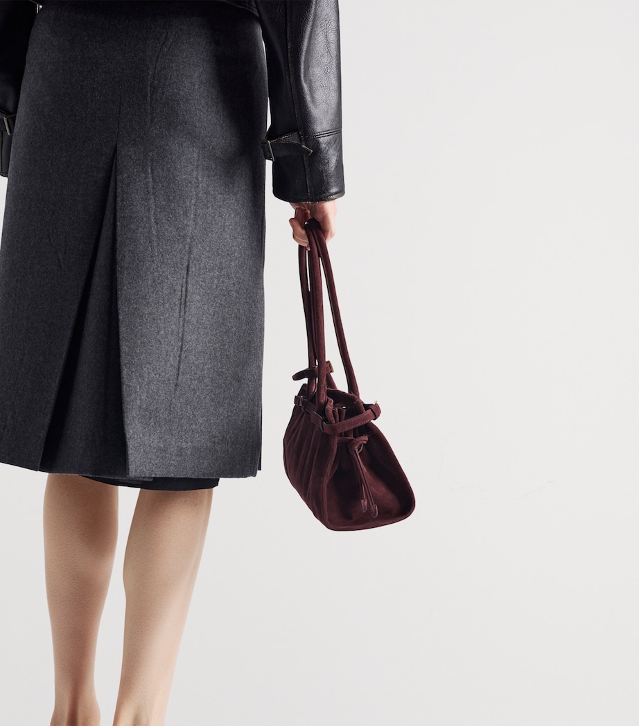 Wool Pleated Midi Skirt F0480 Image 6