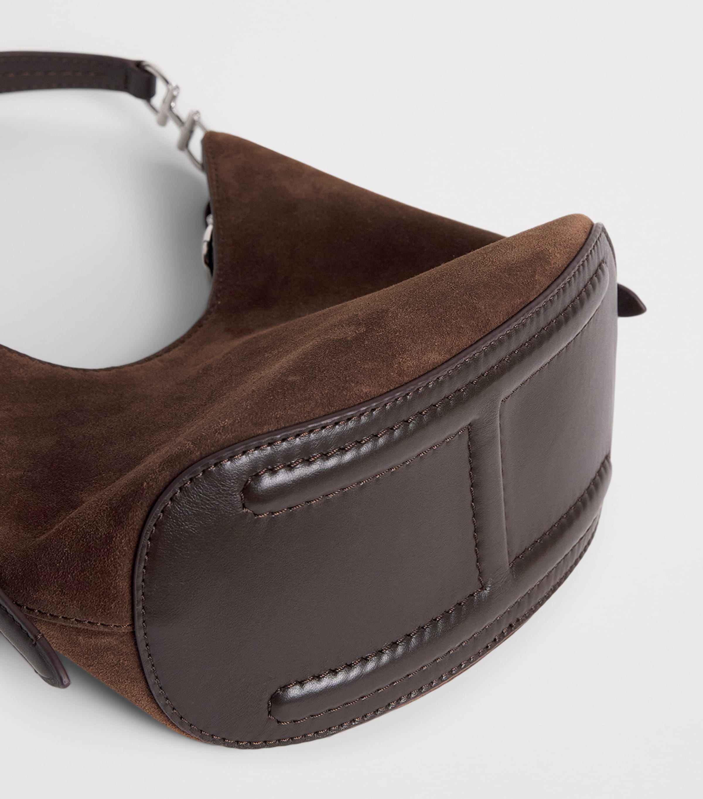 Harrods Small Suede Penny Shoulder Bag Brown Image 6
