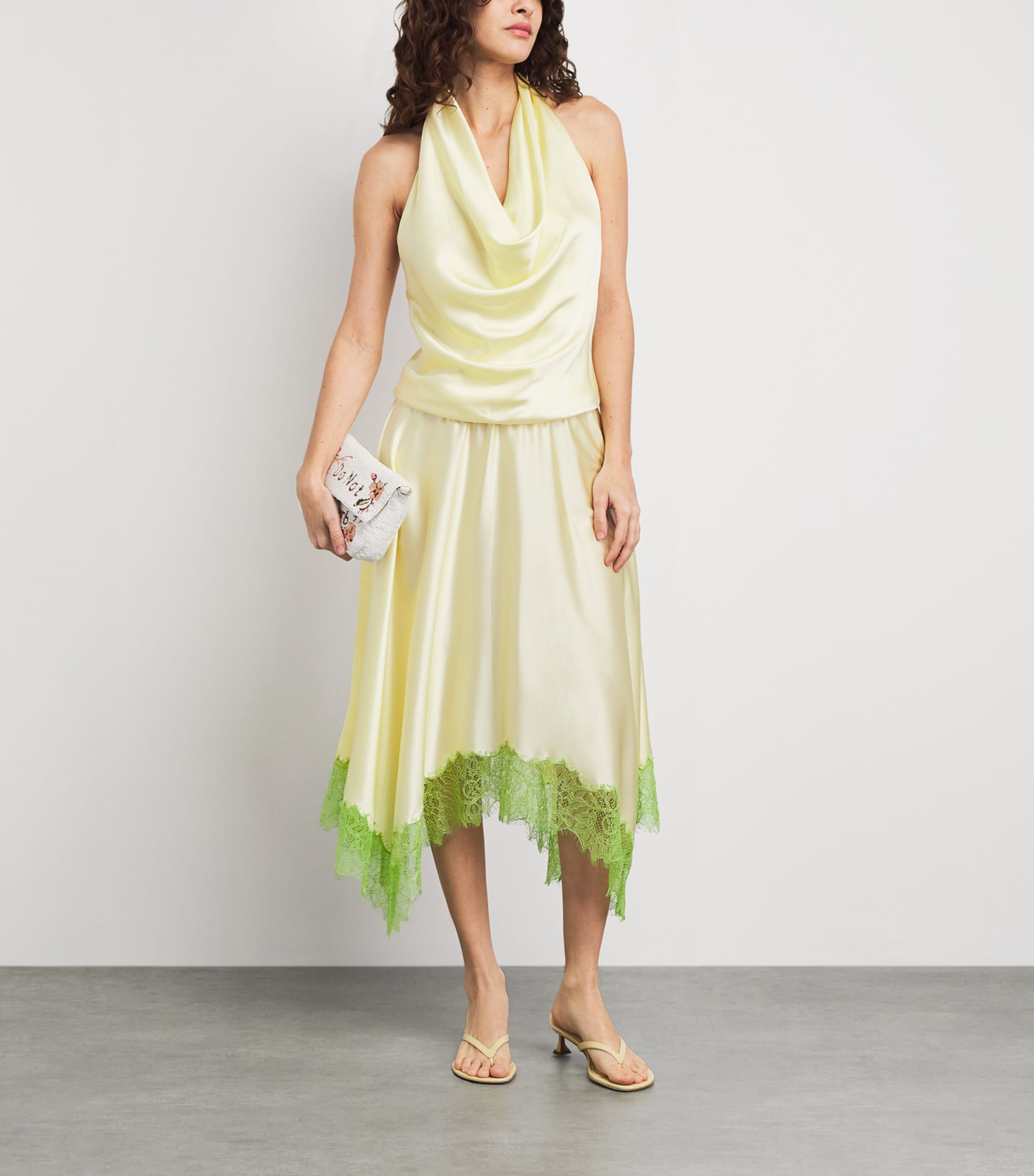 STAUD Womens Silk-Blend Elira Midi Dress Klsp Key Lime/sprout Image 2