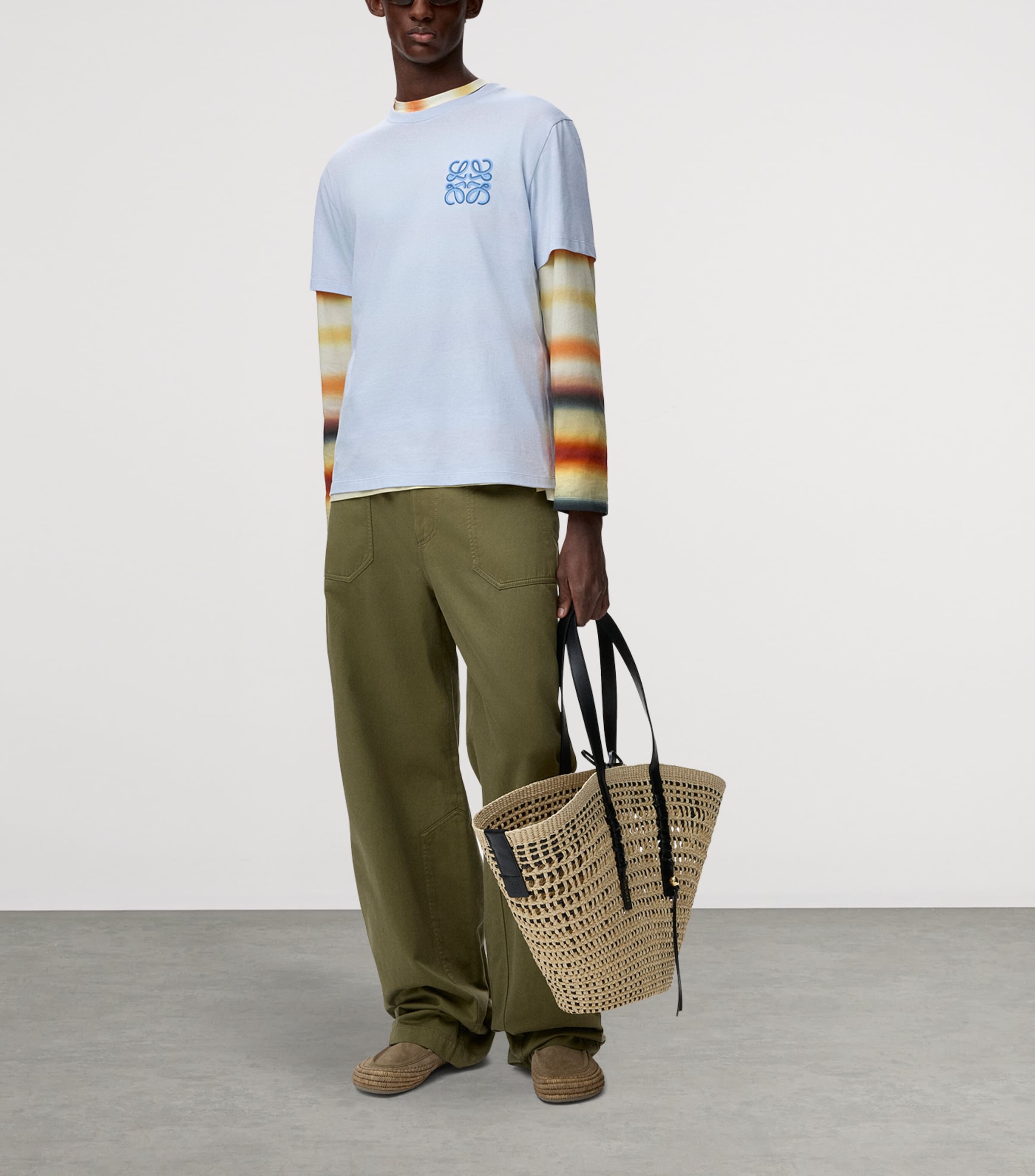 LOEWE Mens x Paula's Ibiza Anagram Relaxed T-Shirt Light Blue Image 2