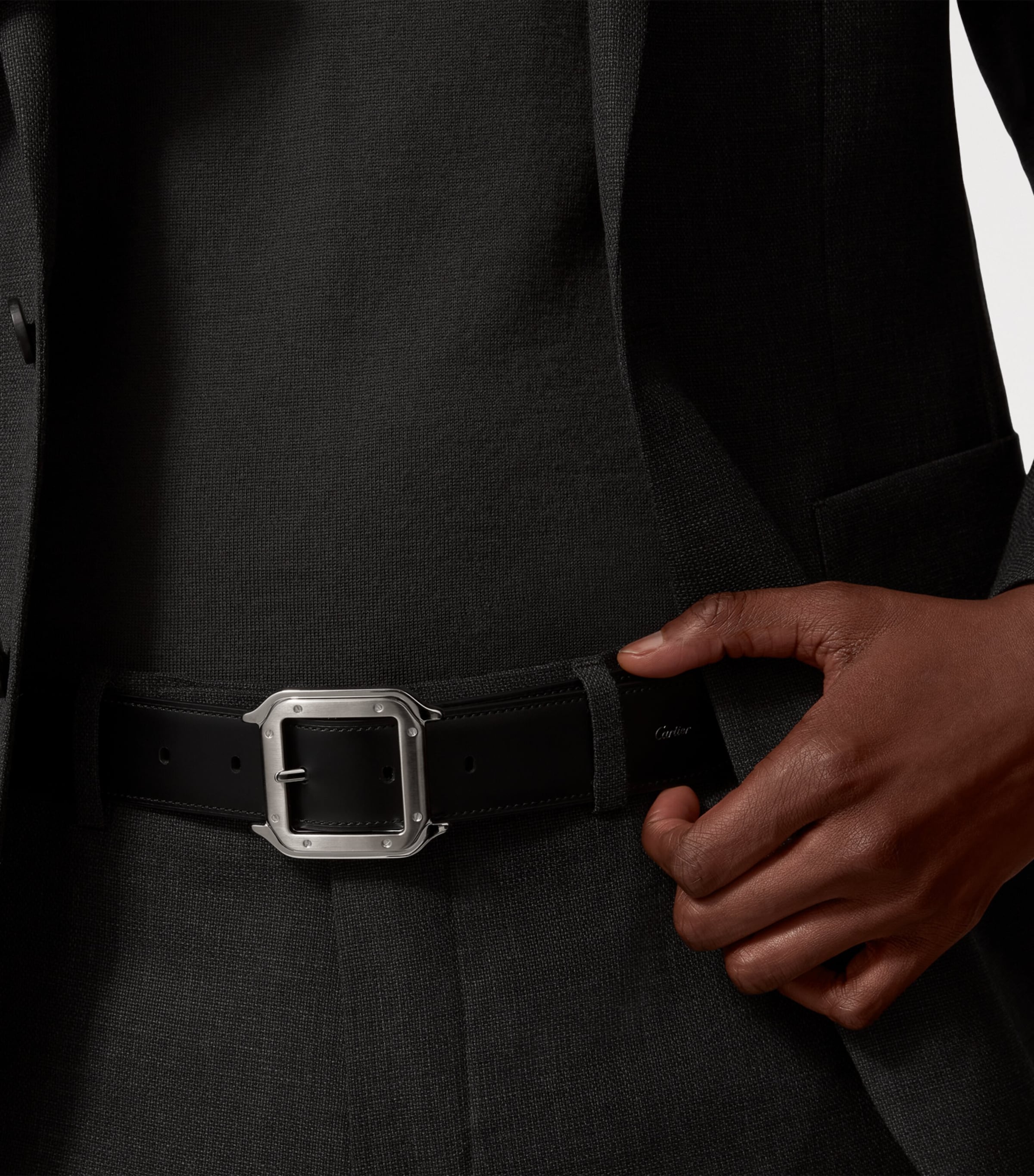 Cartier Leather Reversible Santos de Cartier Belt Black Image 2