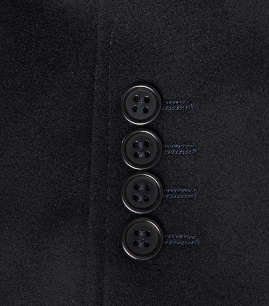 Canali Mens Wool-Cashmere Overcoat Navy Image 6