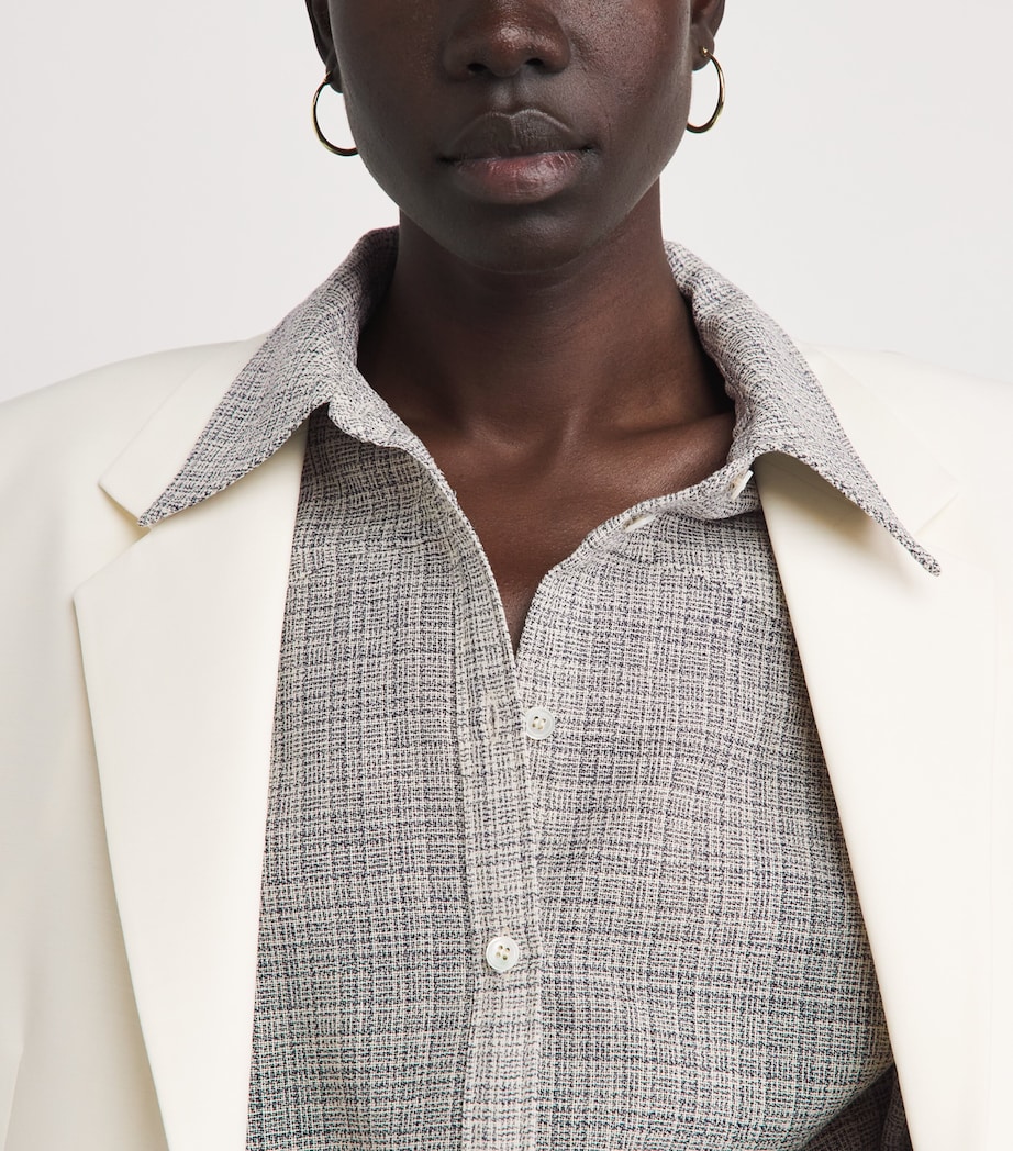 BITE Studios Womens Wool Shield Shirt Off White/navy Image 3