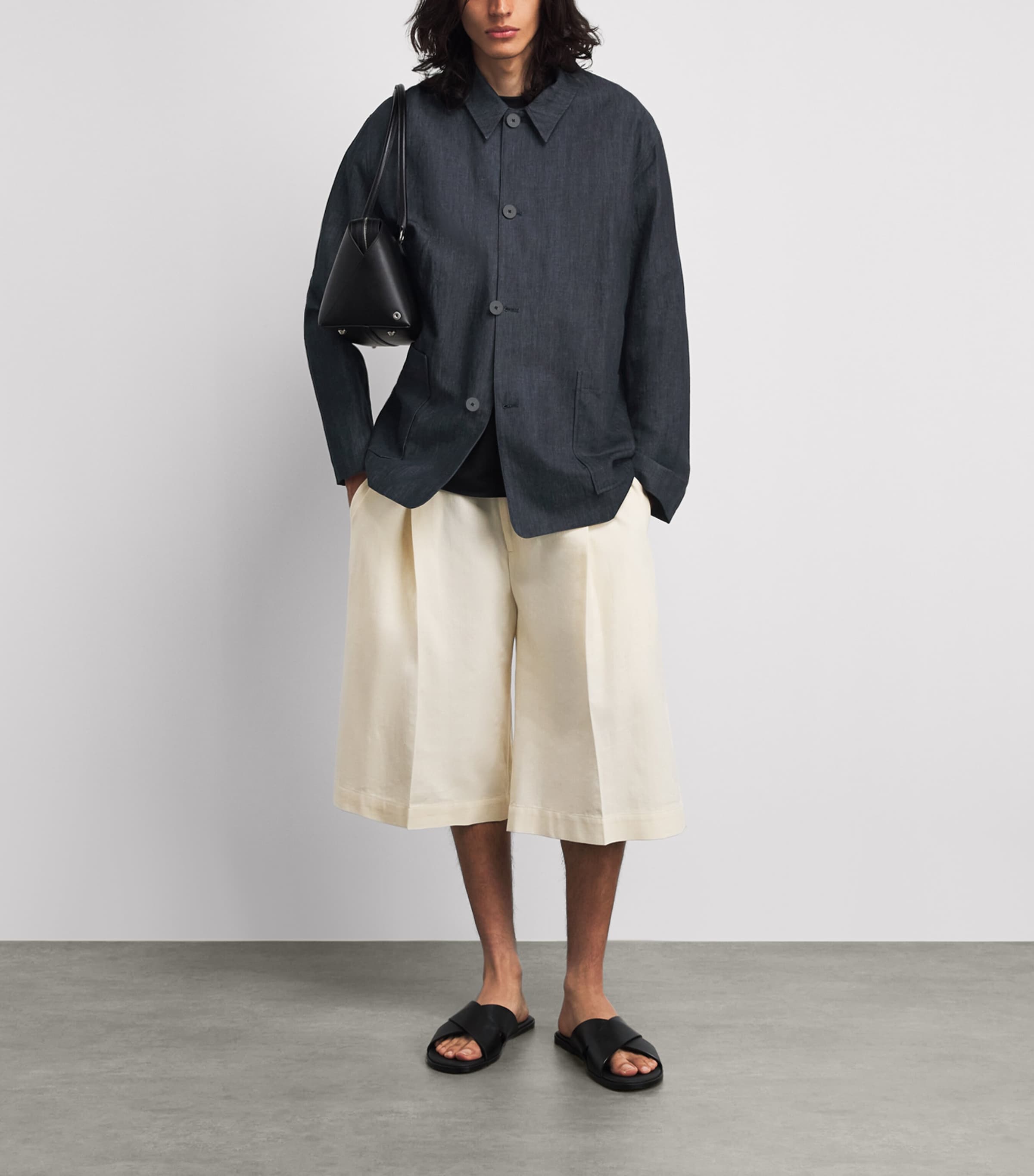 Studio Nicholson Mens Cotton-Linen Nopi Jacket Indigo Image 2