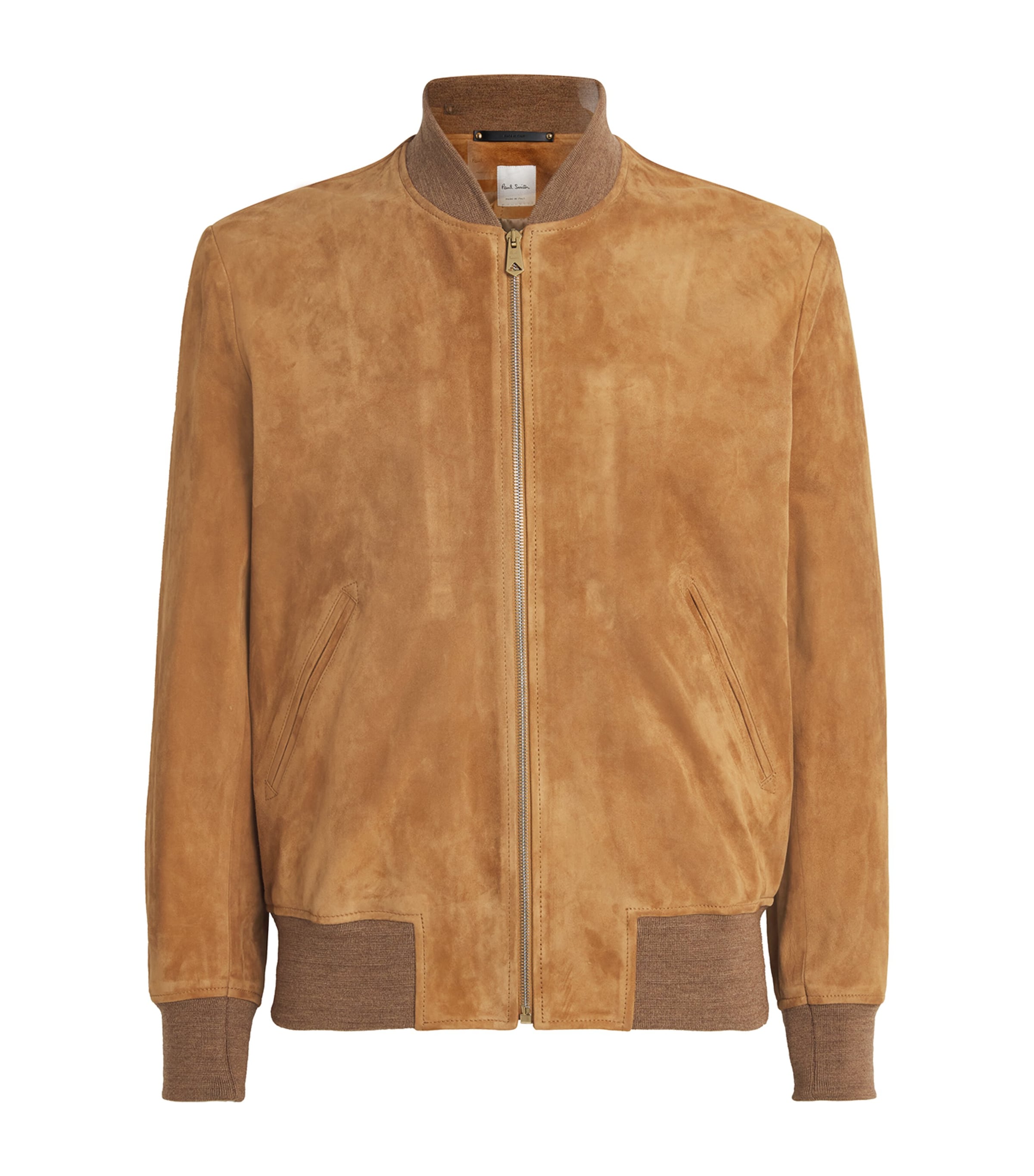 Paul Smith Tan Suede Zip Bomber Jacket Brown In Brown