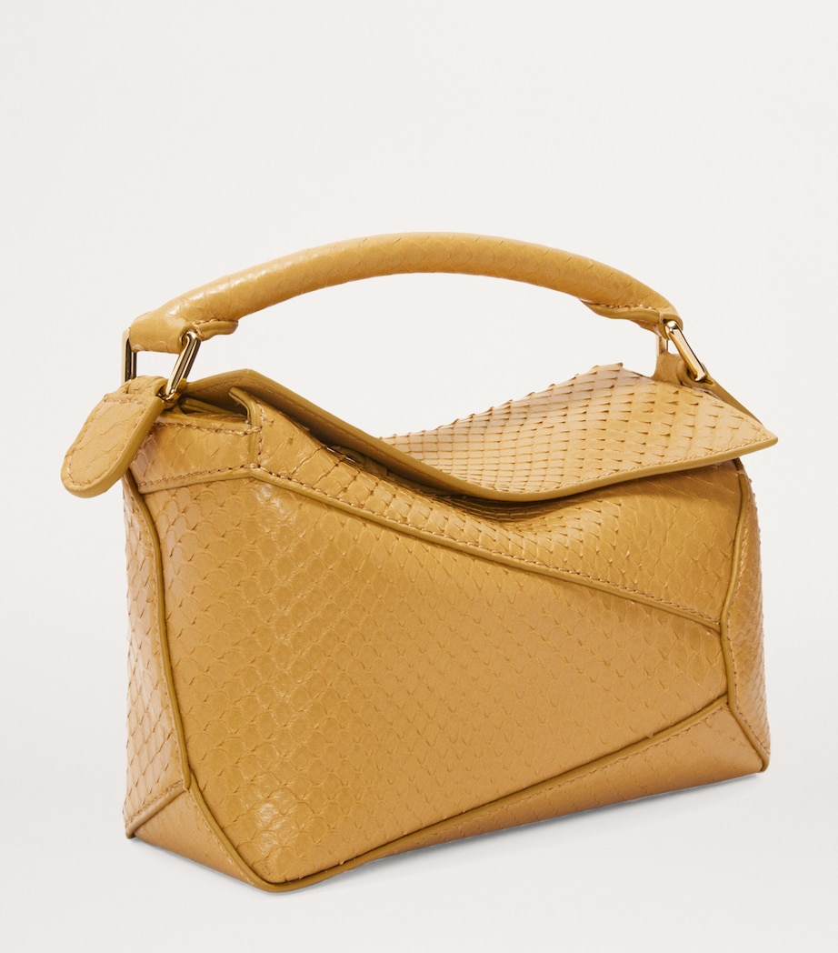 Mini Snakeskin Puzzle Edge Top-Handle Bag SAHARA Image 3