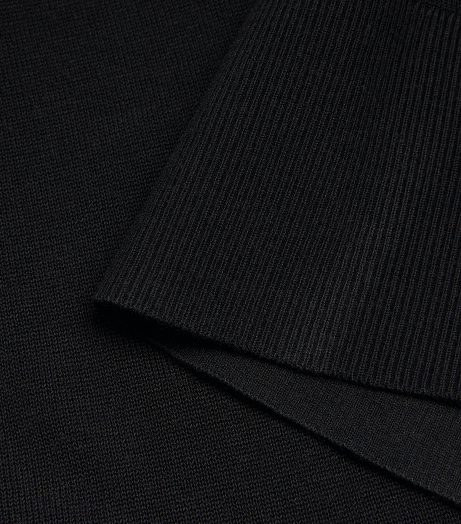 Semi-Sheer Split-Sleeve Rollneck Top 001 BLACK Image 5